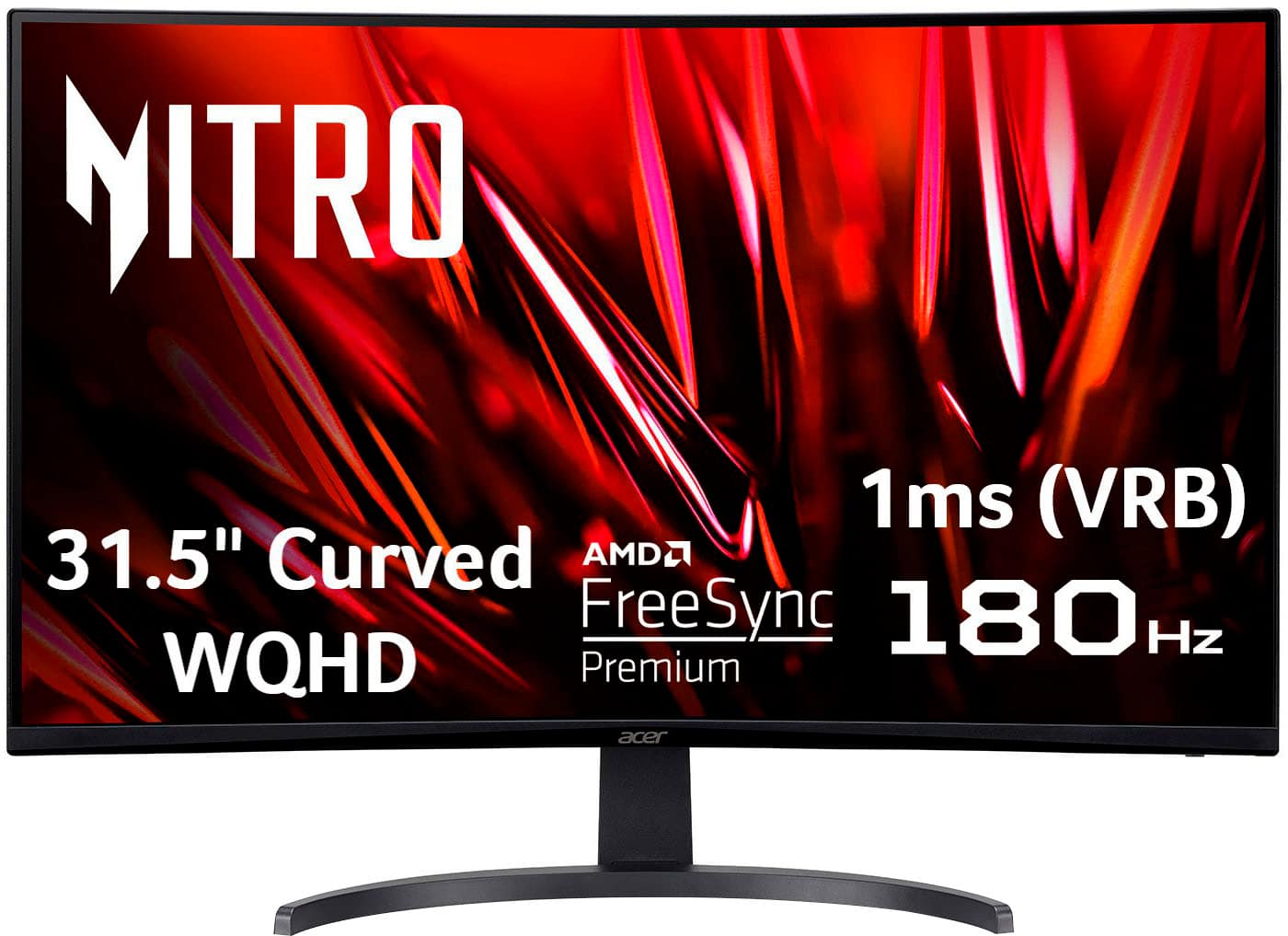 Acer - Nitro Gaming 31.5" Curved WQHD 180Hz 1ms FreeSync Premium Gaming Monitor (DisplayPort, HDMI x2) - Black product image