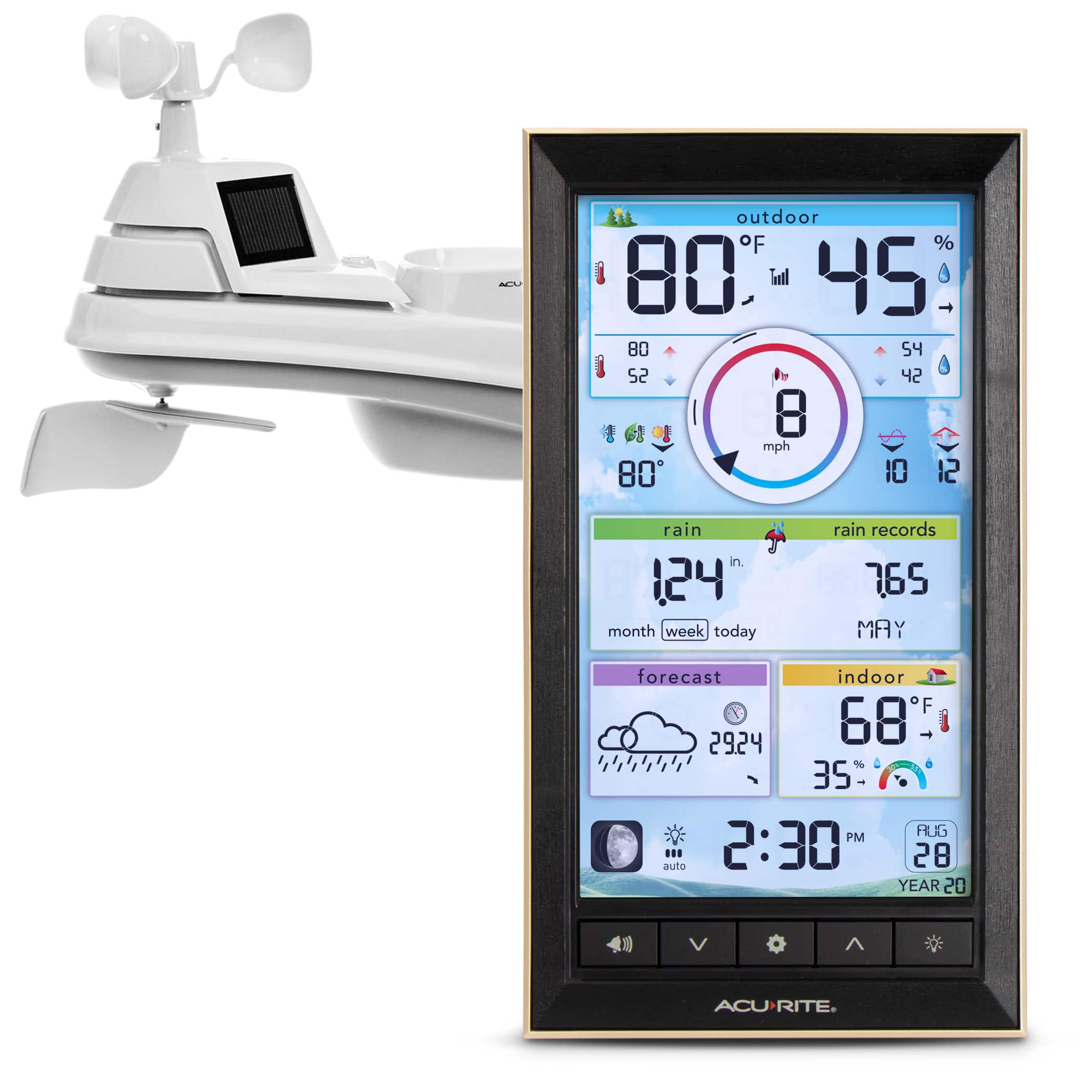 AcuRite - Iris (5-in-1) Weather Station with Vertical Color Display for Hyperlocal Weather Forecasting - White/Black product…
