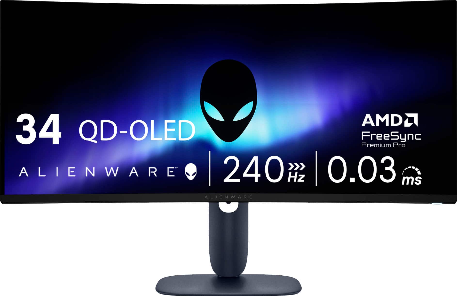 Alienware - AW3425DW 34" QD-OLED Curved WQHD 240Hz .03ms FreeSync Premium Pro Gaming Monitor with HDR (HDMI, DisplayPort) -…