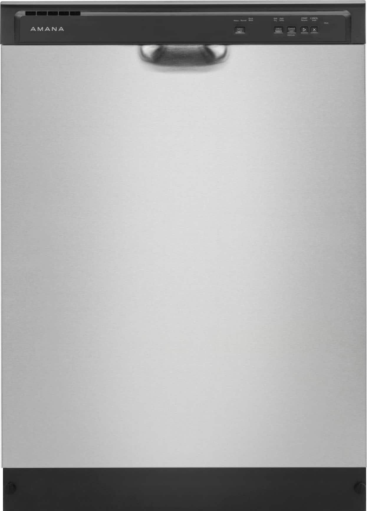 Amana - 24" Front Control Built-In Dishwasher with Dark Interior, Large Capacity, 59 dBA - Stainless Steel product image