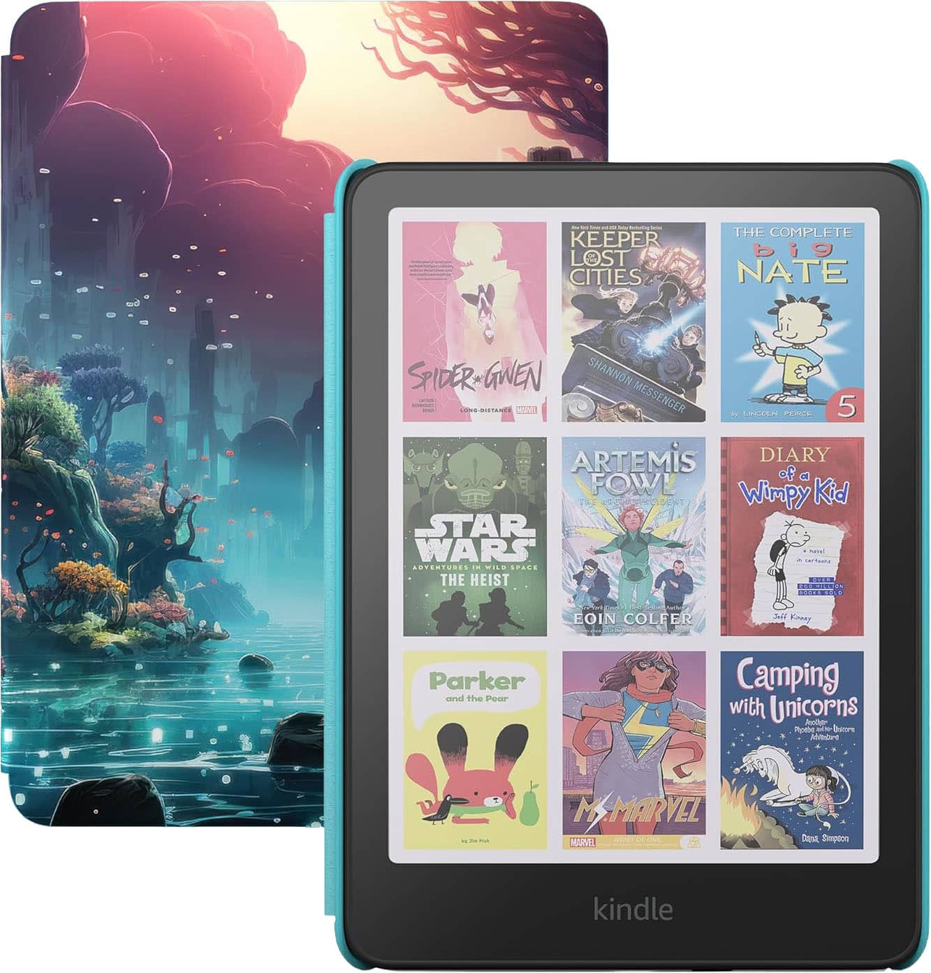 Amazon - Kindle Colorsoft Kids (16 GB) - First Kindle for kids in color, with cover - 2025 - Fantasy River product image