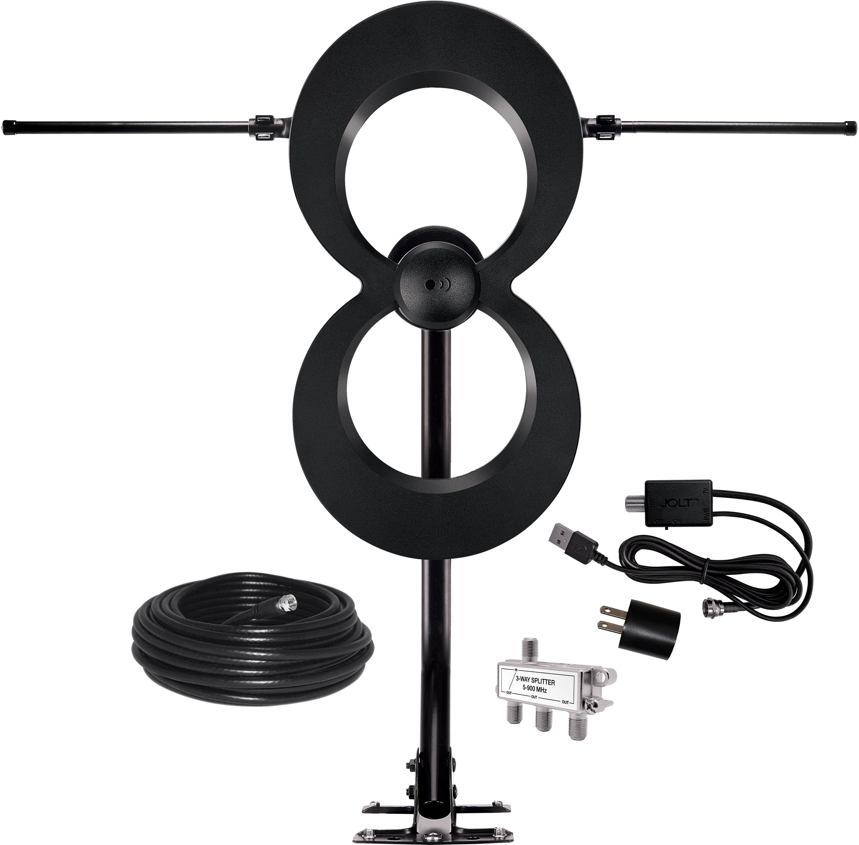 Antennas Direct - ClearStream MAX-XR Complete Amplified Indoor/Outdoor HDTV Antenna with 60-Mile Range - Black product image