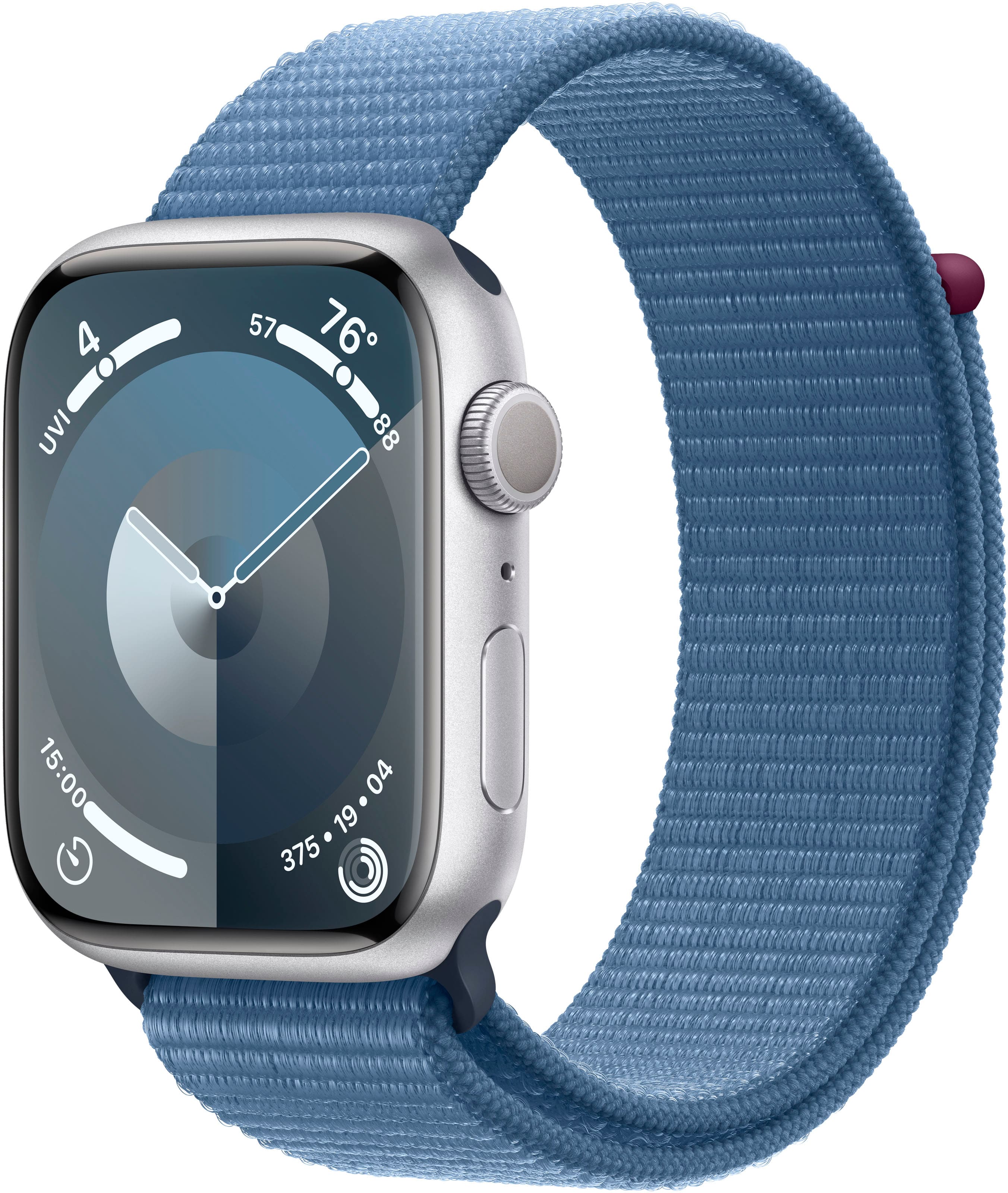 Apple GS Cert Refurb Watch Series 9 (GPS) 45mm Silver Aluminum Case with Winter Blue Sport Loop with Blood Oxygen - Silver -…