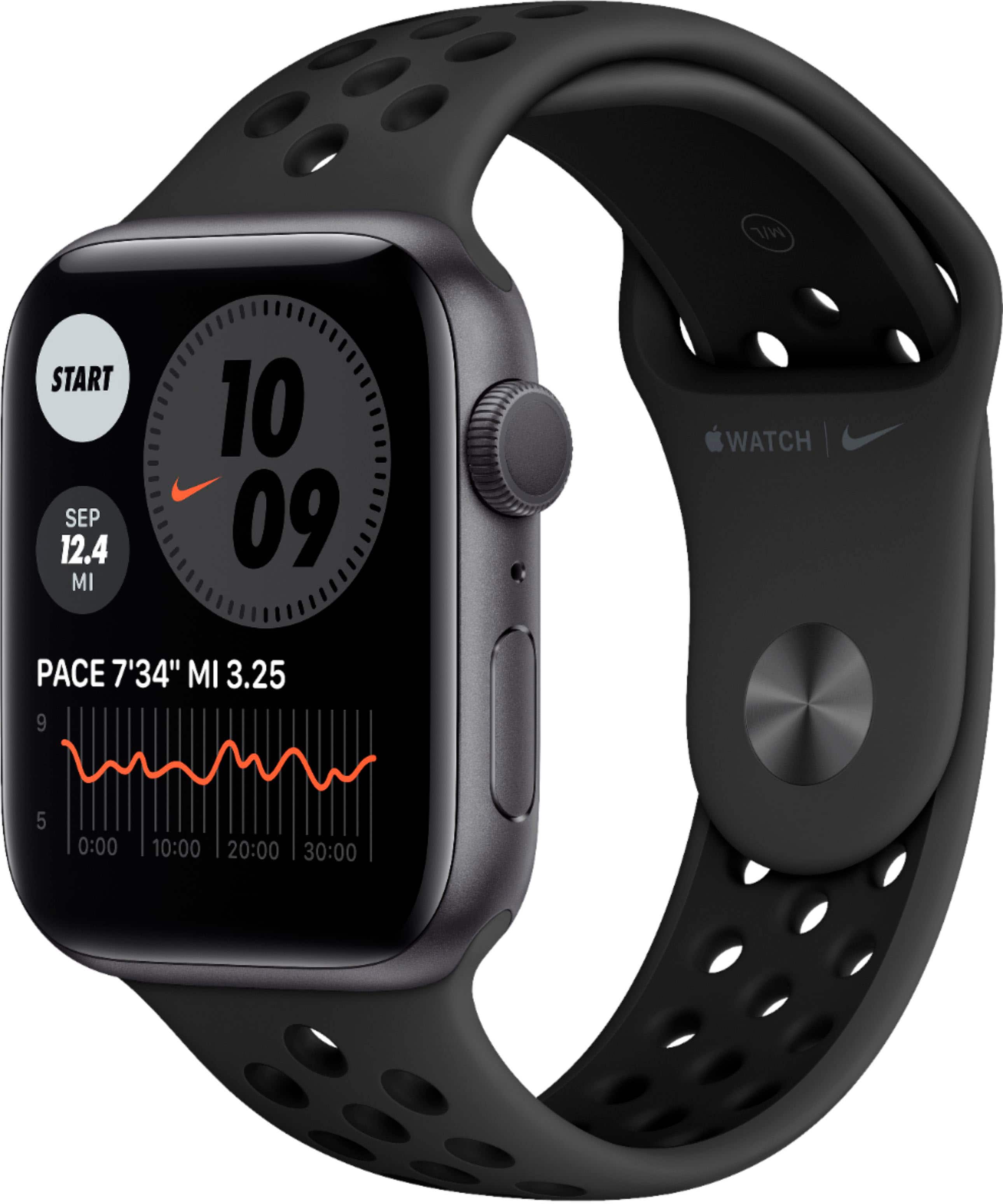 Apple Refurbished Watch Nike Series 6 (GPS) 44mm Aluminum Case with Anthracite/Black Nike Sport Band - Space Gray - (2020) p…