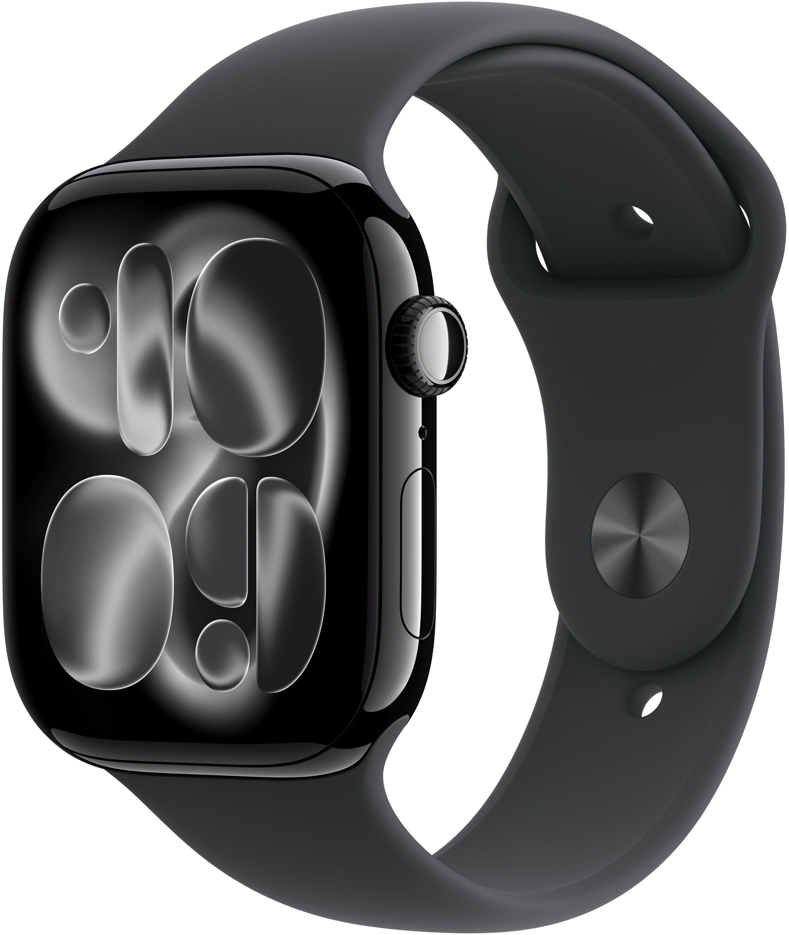 Apple Watch Series 11 (GPS) 46mm Jet Black Aluminum Case with Black Sport Band - M/L - Jet Black - (2025) product image