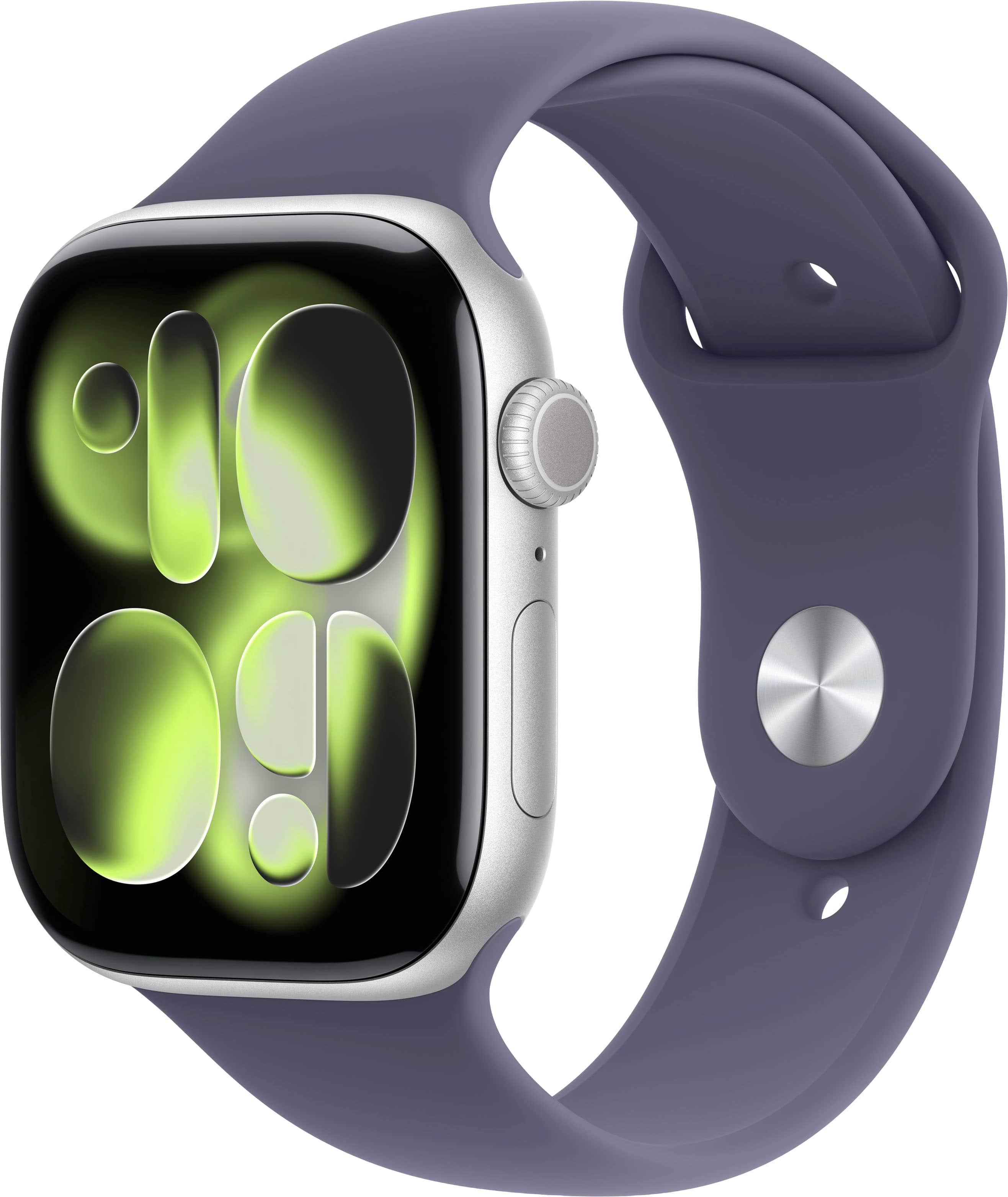 Apple Watch Series 11 (GPS) 46mm Silver Aluminum Case with Purple Fog Sport Band - M/L - Silver - (2025) product image