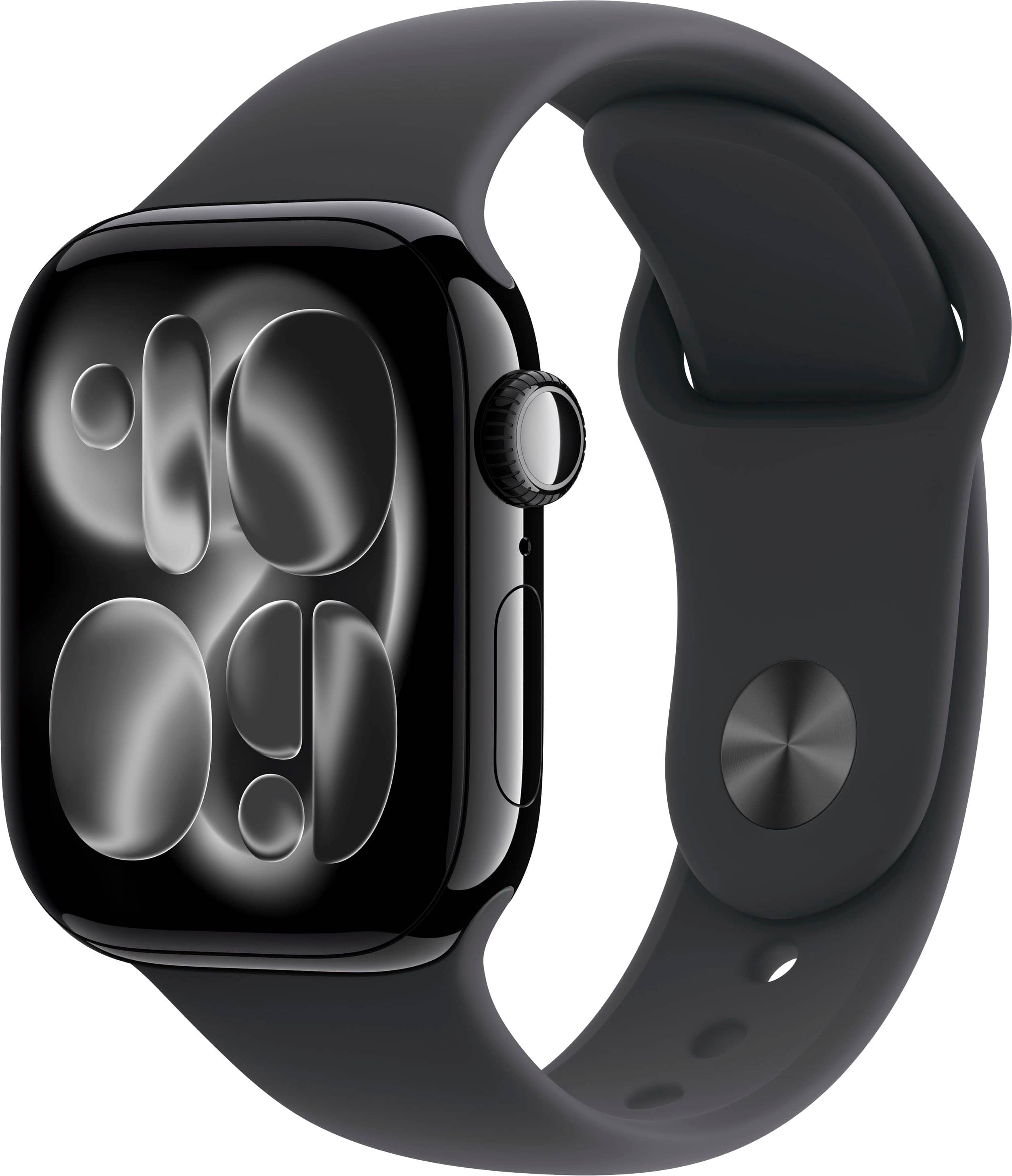 Apple Watch Series 11 (GPS+Cellular) 42mm Aluminum Case with Black Sport Band - M/L - Jet Black - (2025) product image