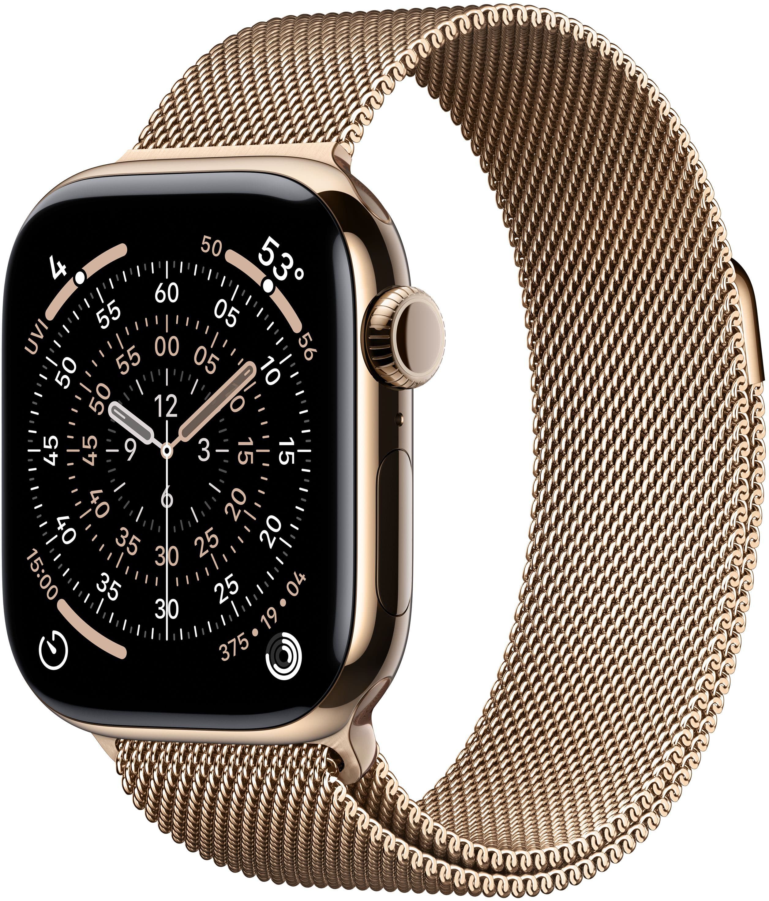 Apple Watch Series 11 (GPS+Cellular) 42mm Titanium Case with Gold Milanese Loop - Gold - (2025) product image