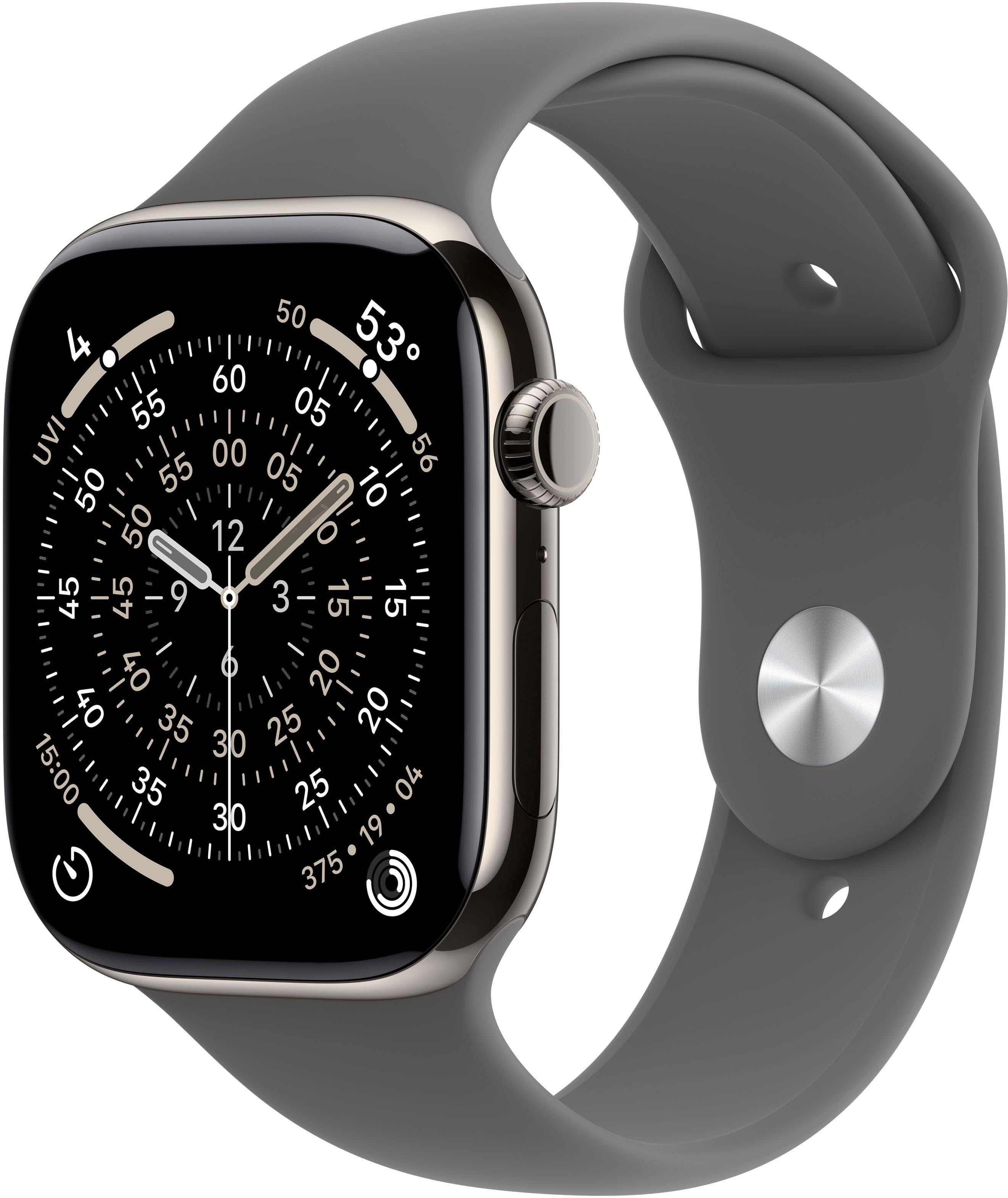 Apple Watch Series 11 (GPS+Cellular) 42mm Titanium Case with Stone Gray Sport Band - S/M - Natural - (2025) product image