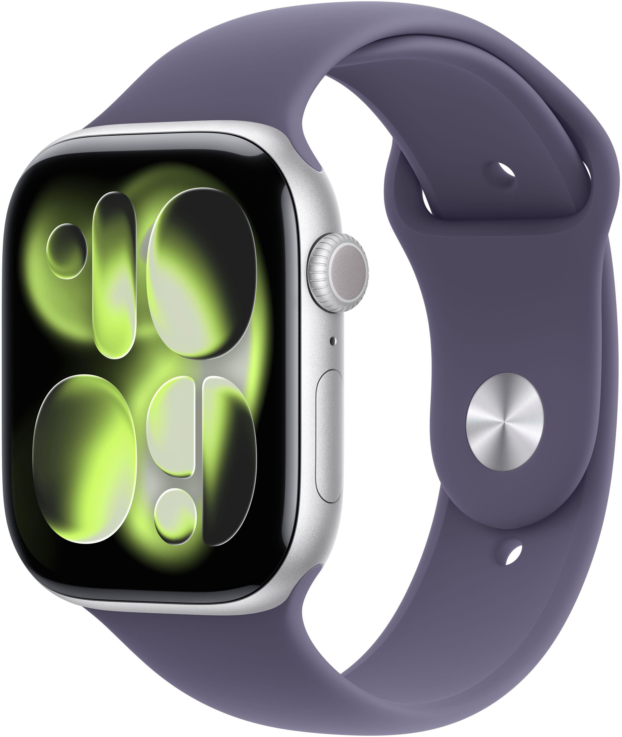 Apple Watch Series 11 (GPS+Cellular) 46mm Aluminum Case with Purple Fog Sport Band - M/L - Silver - (2025) product image