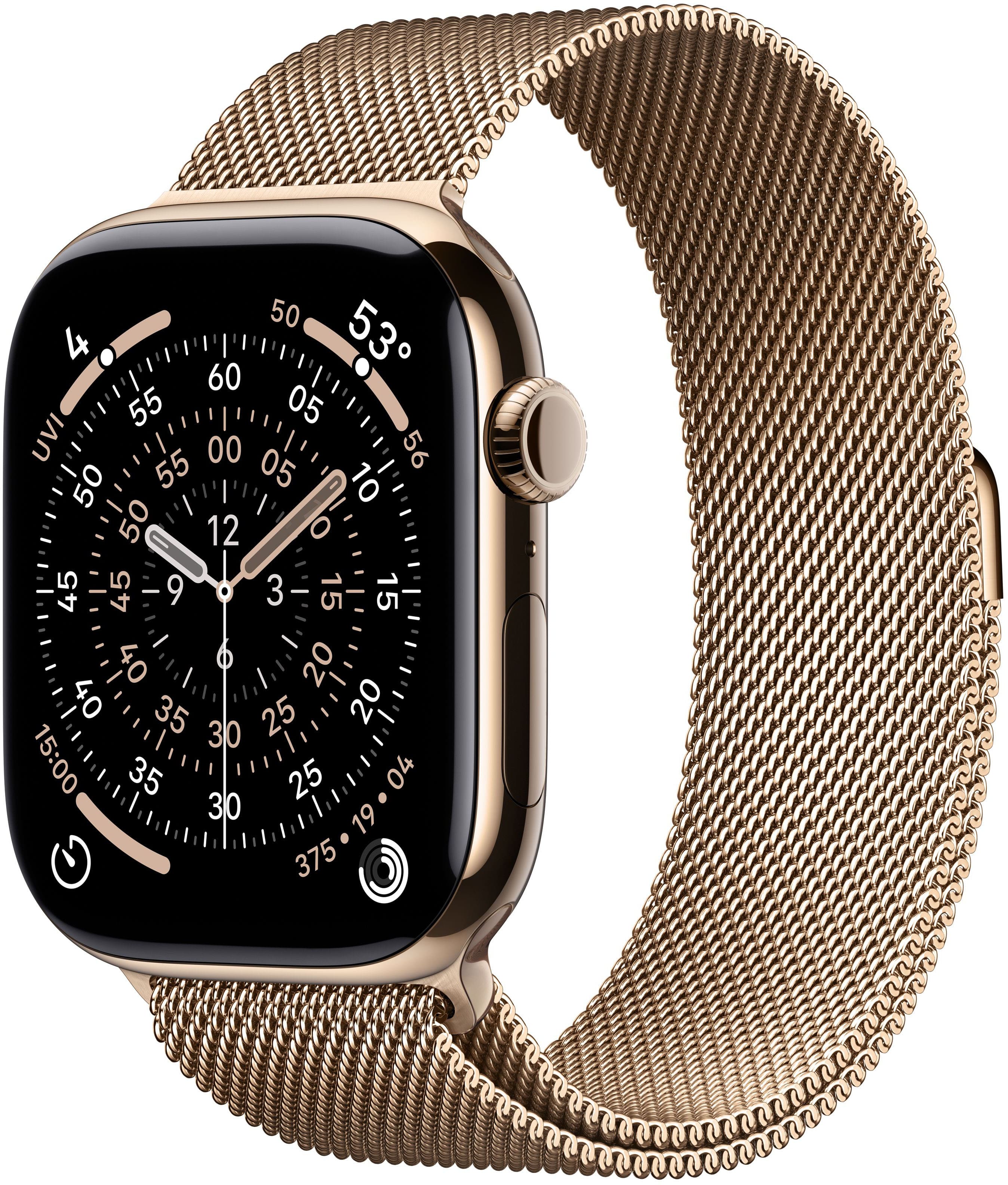 Apple Watch Series 11 (GPS+Cellular) 46mm Titanium Case with Gold Milanese Loop - M/L - Gold - (2025) product image