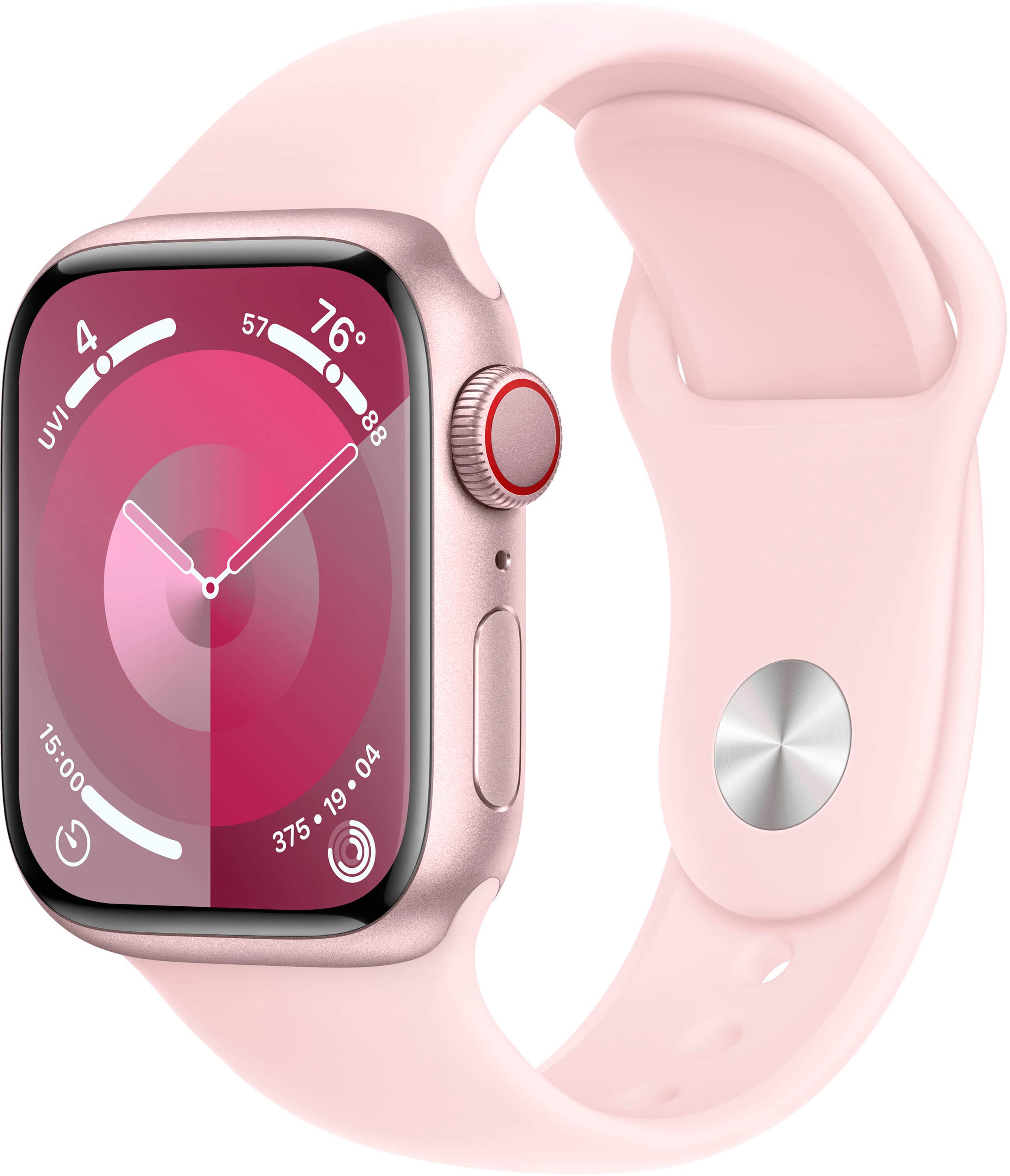 Apple Watch Series 9 (GPS + Cellular) 41mm Pink Aluminum Case with Light Pink Sport Band with Blood Oxygen - M/L - Pink - (2…