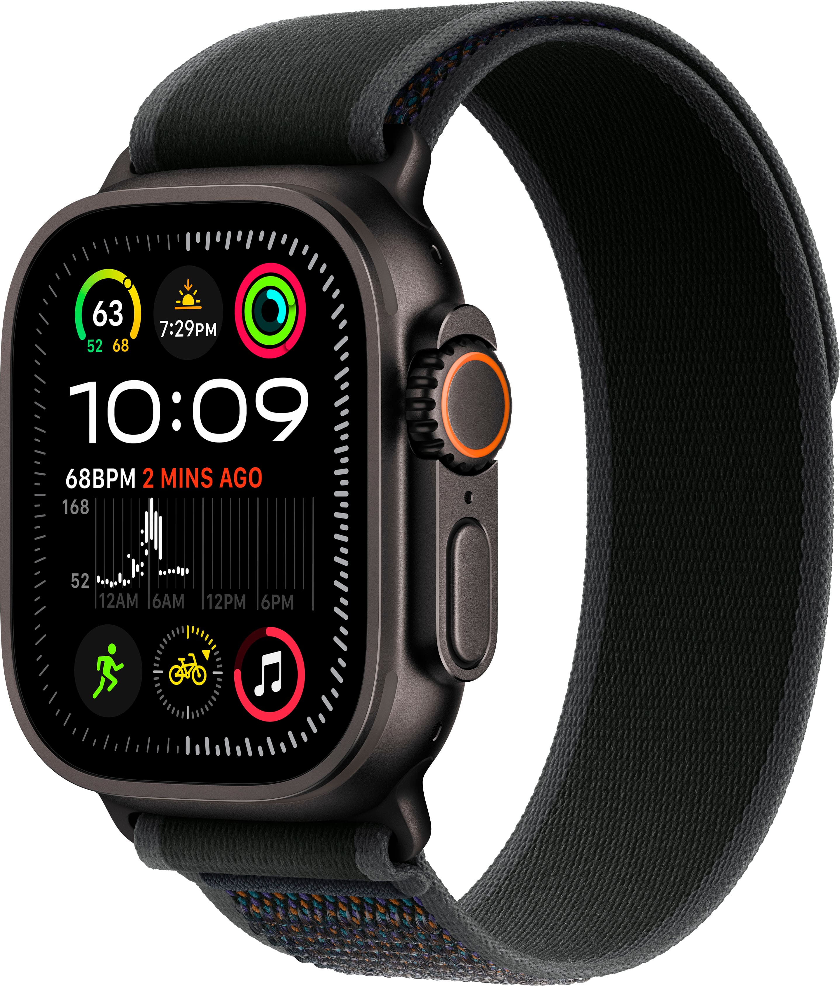 Apple Watch Ultra 2 (GPS+Cellular) 49mm Titanium Case with Black Trail Loop - S/M - Black - (2024) product image