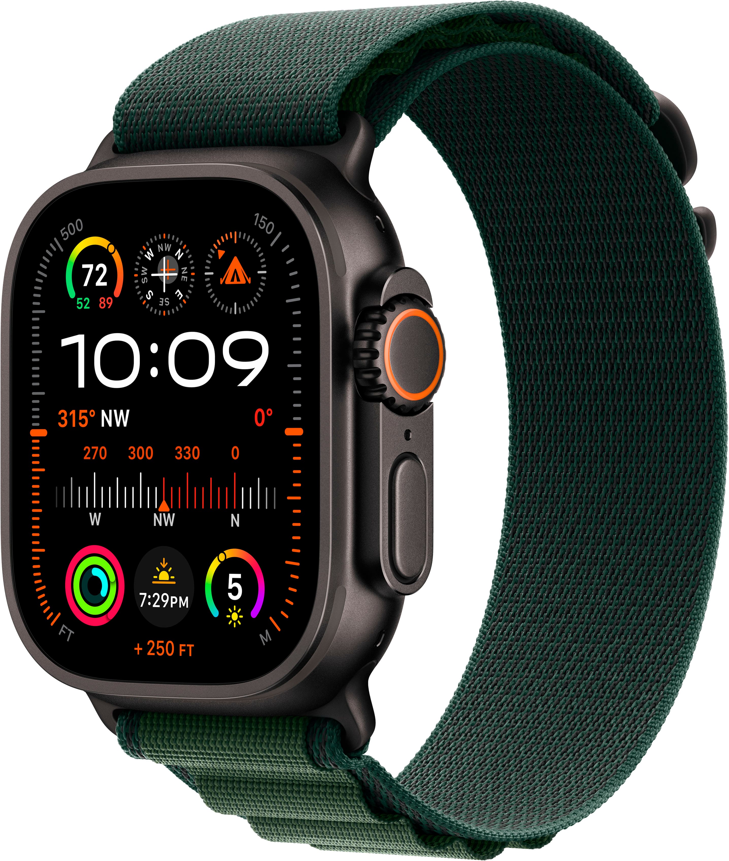 Apple Watch Ultra 2 (GPS+Cellular) 49mm Titanium Case with Dark Green Alpine Loop - Medium - Black - (2024) product image