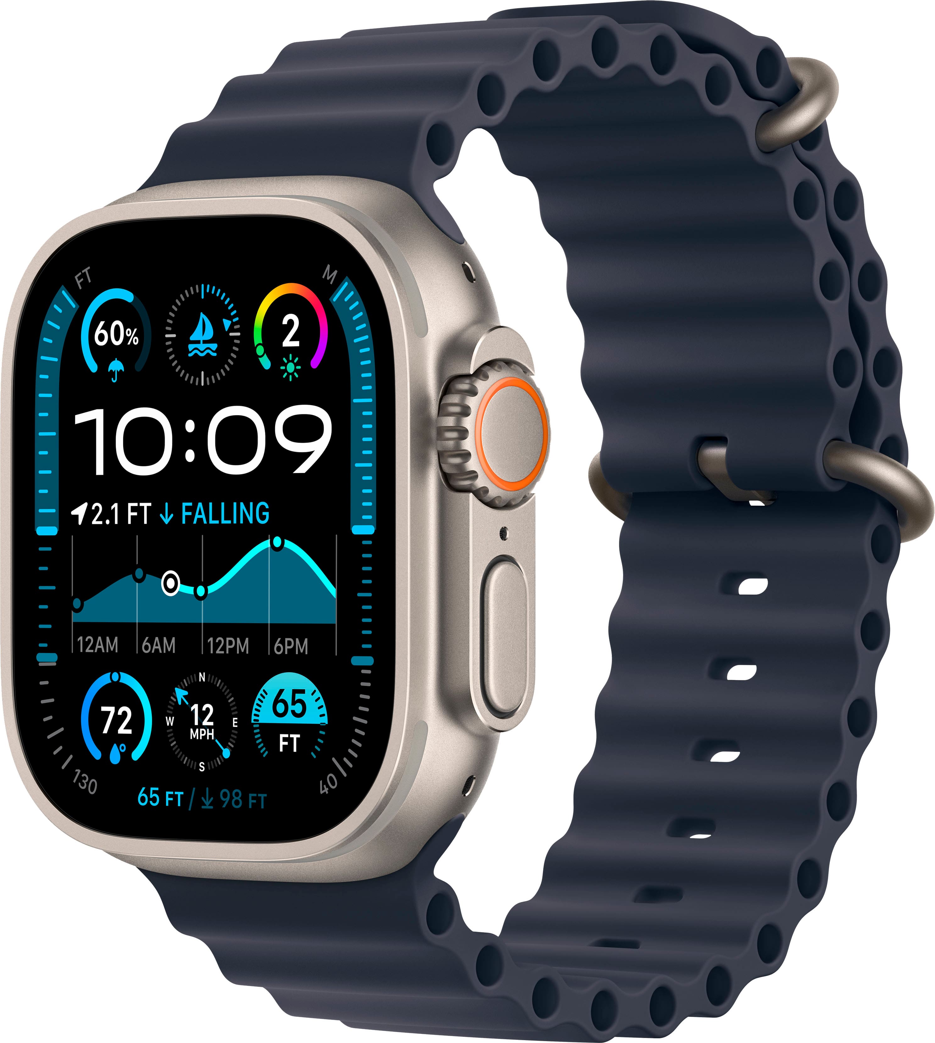 Apple Watch Ultra 2 (GPS+Cellular) 49mm Titanium Case with Navy Ocean Band - Natural - (2024) product image