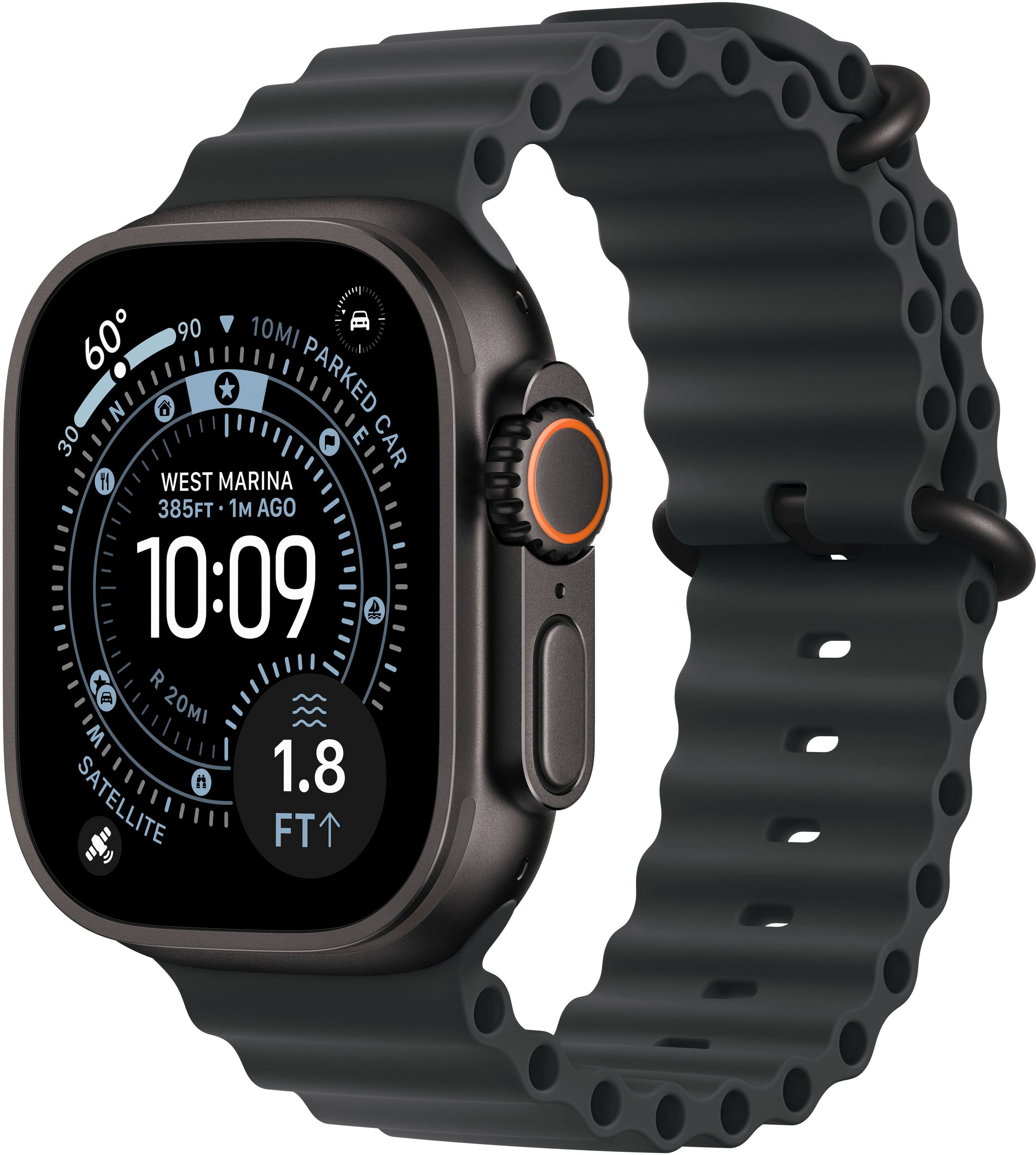 Apple Watch Ultra 3 (GPS+Cellular) 49mm Titanium Case with Black Ocean Band - Black - (2025) product image
