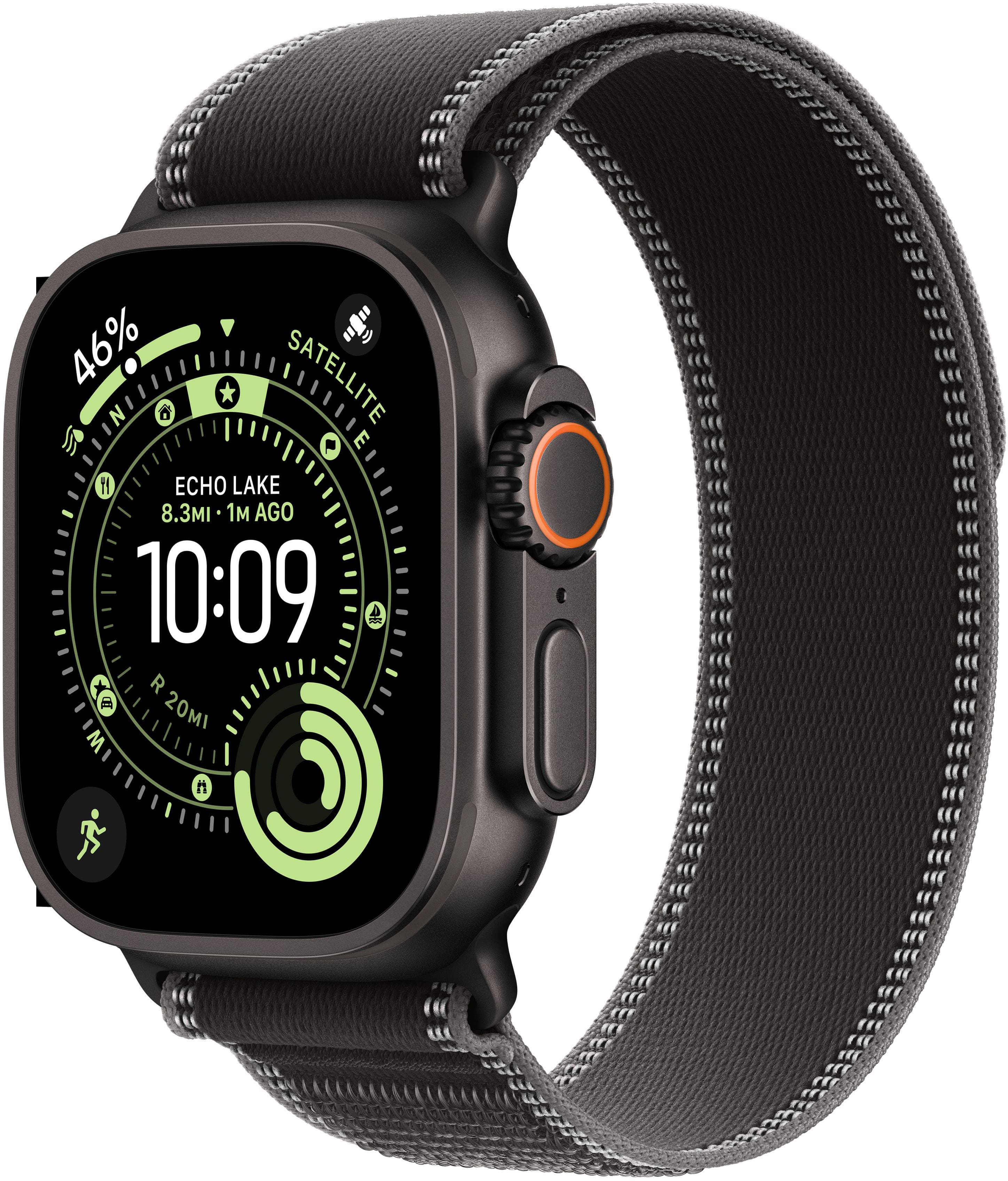 Apple Watch Ultra 3 (GPS+Cellular) 49mm Titanium Case with Black/Charcoal Trail Loop - M/L - Black - (2025) product image