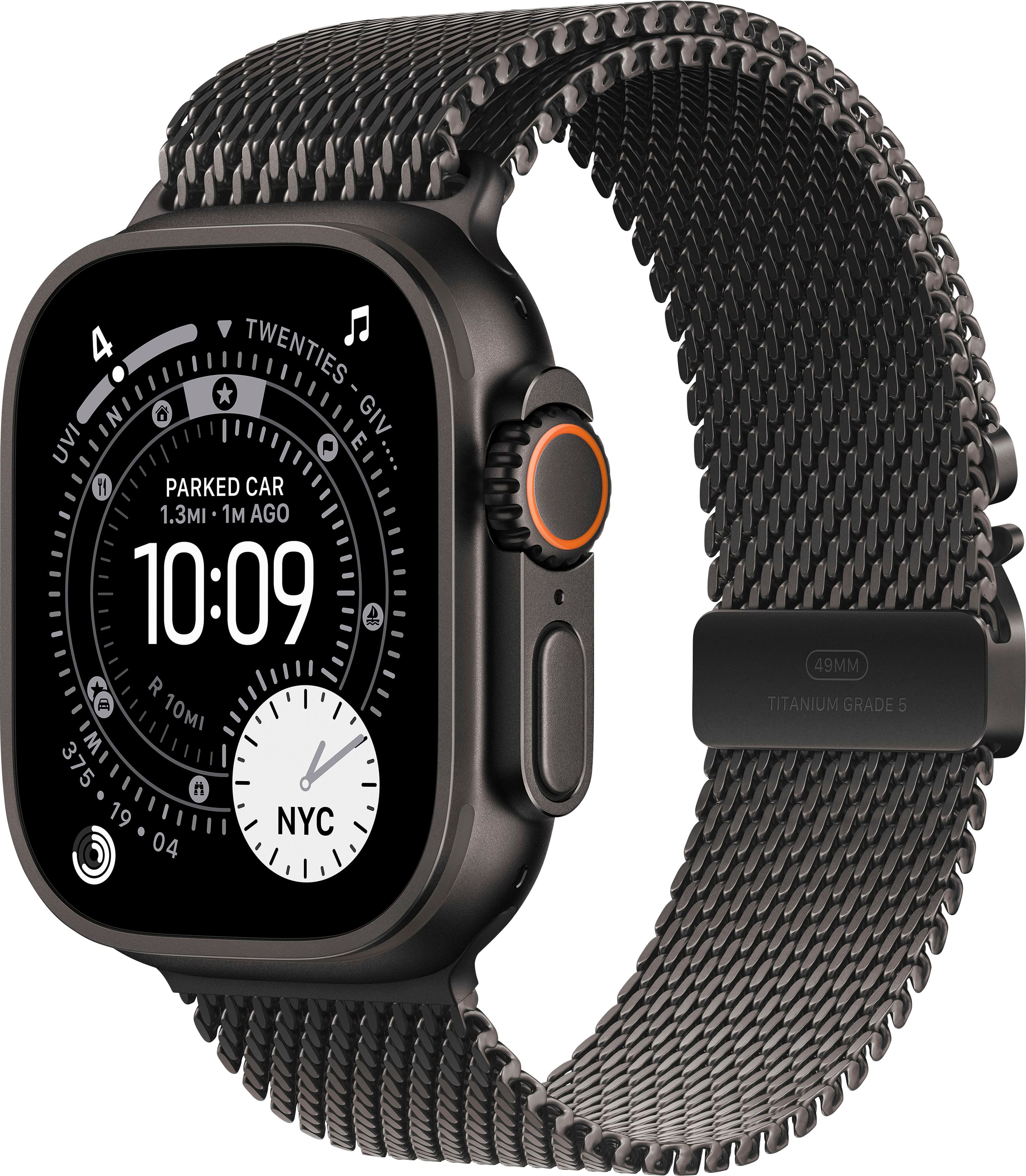Apple Watch Ultra 3 (GPS+Cellular) 49mm Titanium Case with Titanium Milanese Loop - Large - Black - (2025) product image