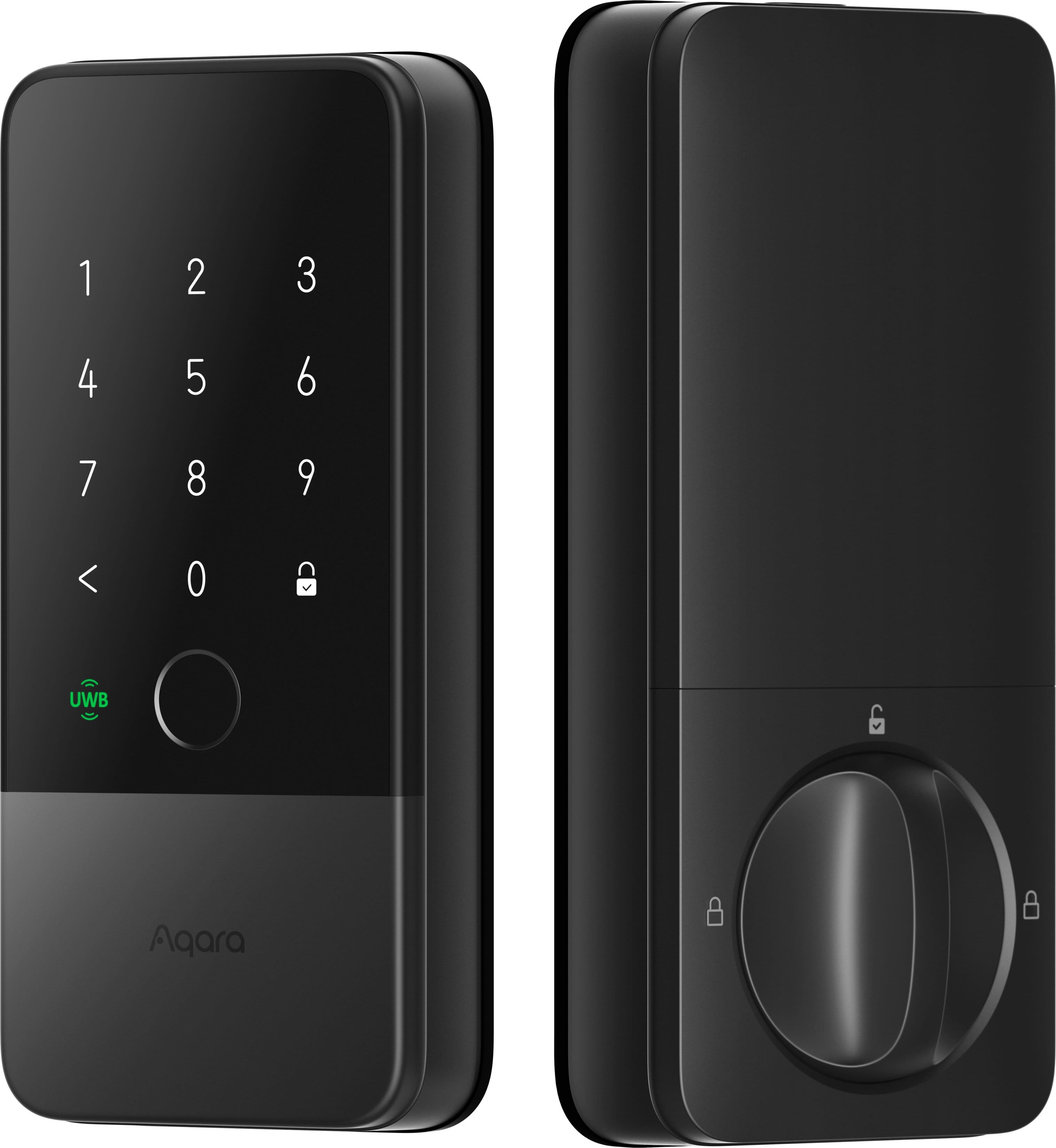 Aqara - UWB Smart Lock U400 Kit with M100 Hub, Matter, Thread, Wifi, Apple Home Key, Fingerprint, Rechargeable Battery - Bla…