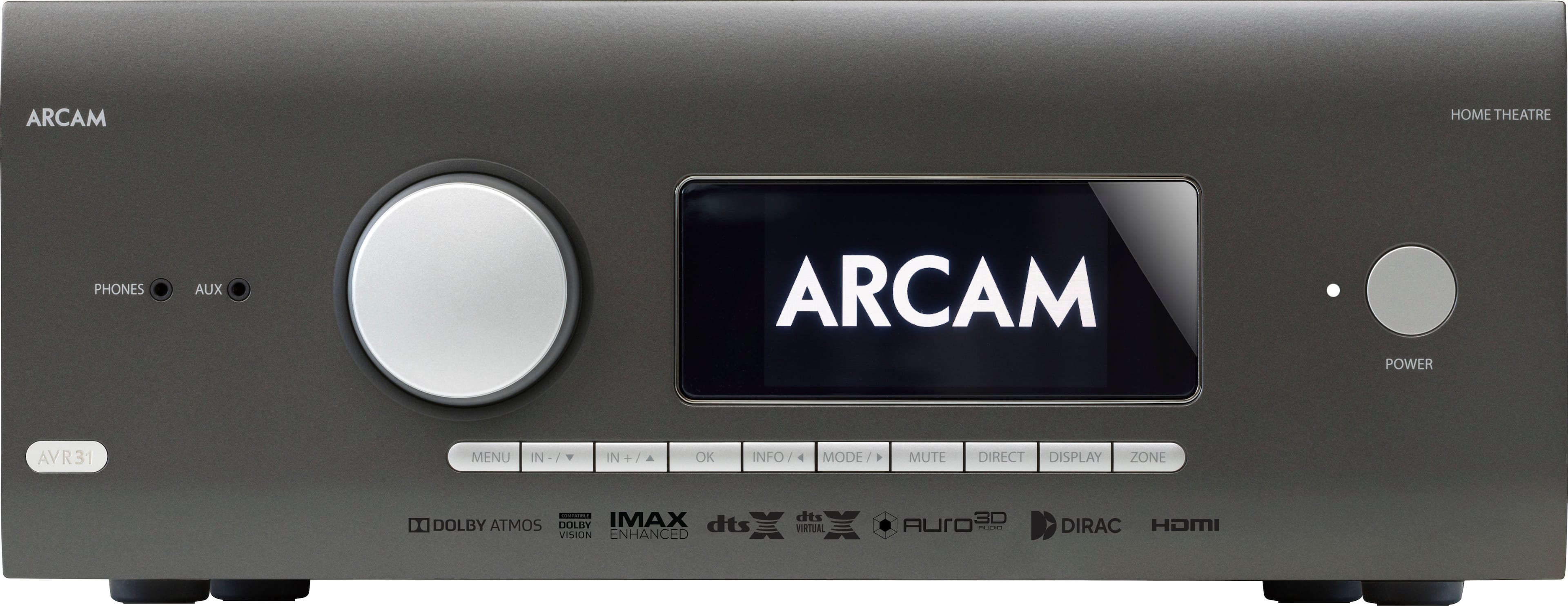 Arcam - AVR31 1260W 7.1 Ch. Bluetooth capable With Google Cast and 8K Ultra HD HDR Compatible A/V Home Theater Receiver - Gr…