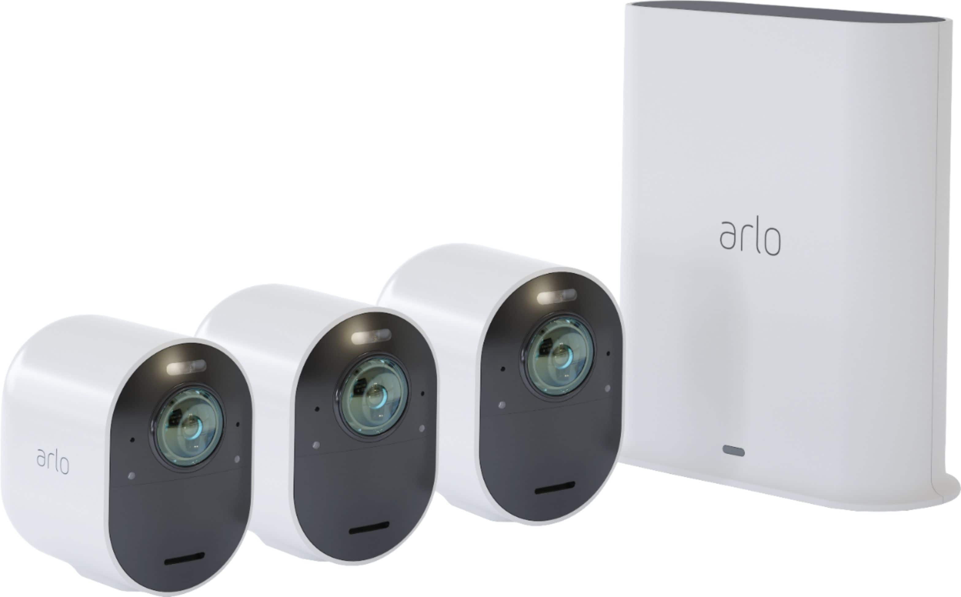 Arlo - Ultra 3-Camera Indoor/Outdoor Wire Free 4K HDR Security Camera System - White product image