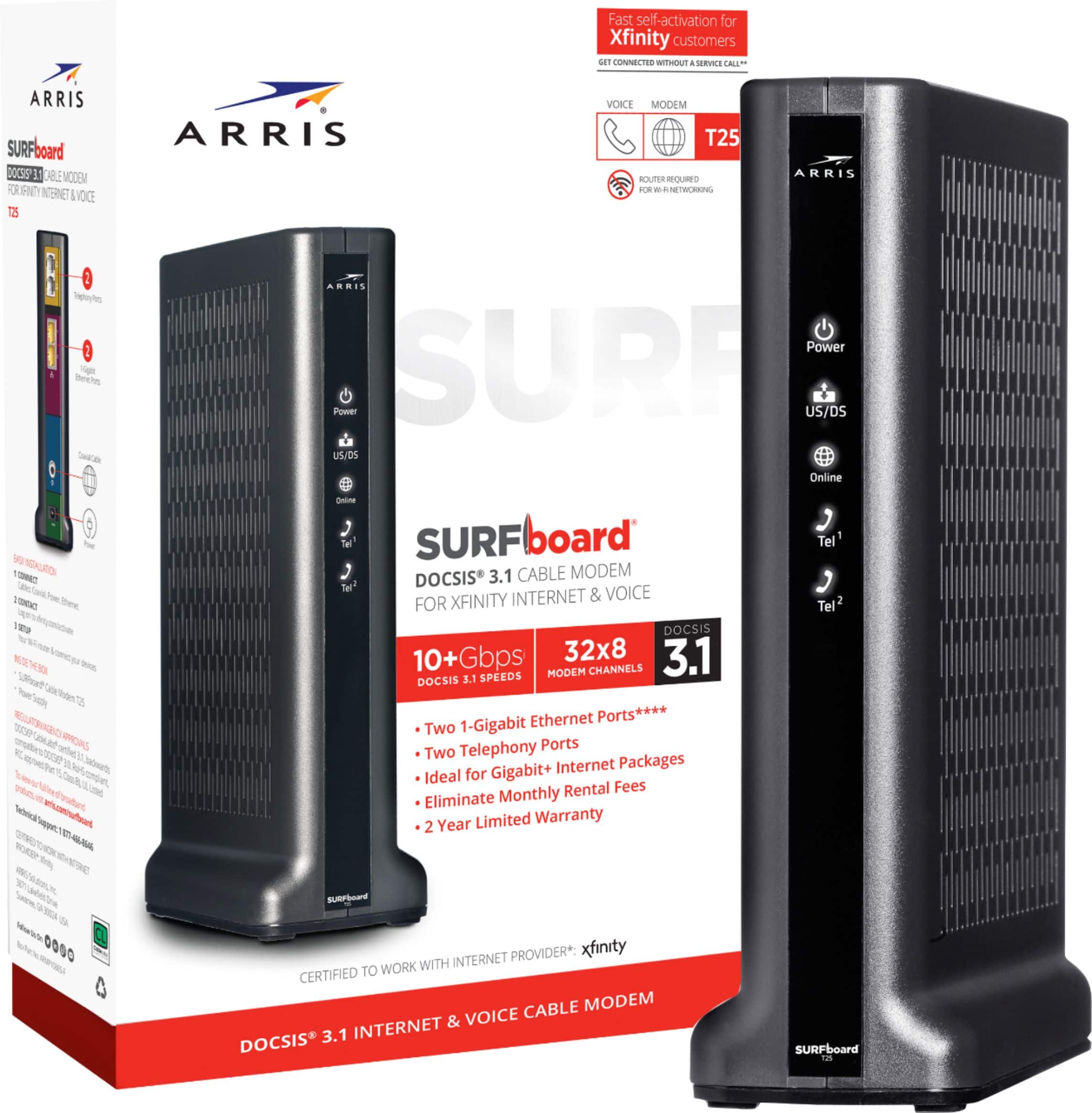 ARRIS - SURFboard DOCSIS 3.1 Cable Modem for Xfinity Internet & Voice - Black product image