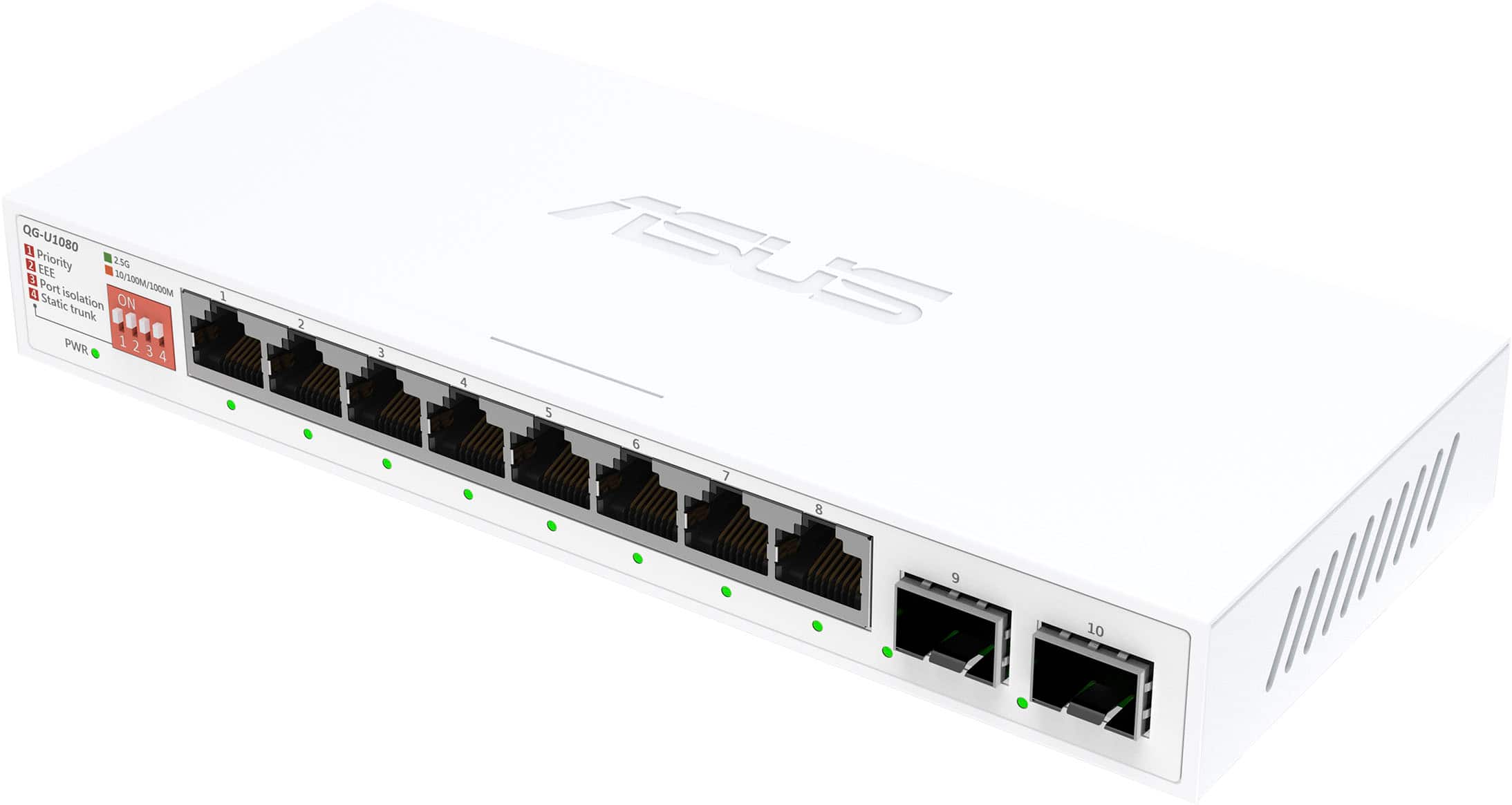 ASUS - QG-U1080 8-Port 2.5G + 2-Port 10G SFP+ Unmanaged Ethernet Switch - White product image