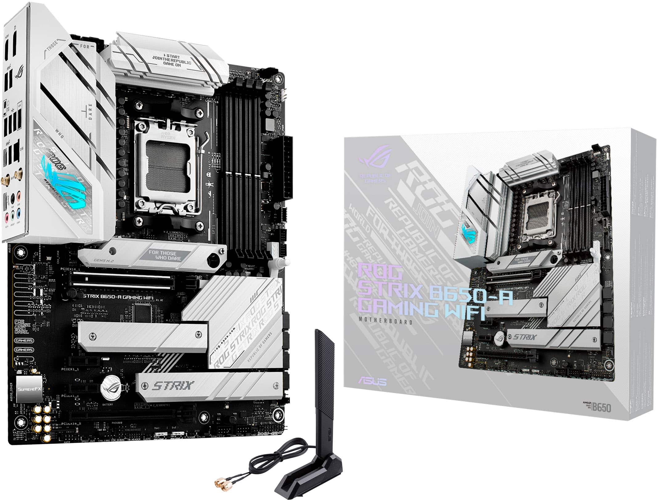 ASUS - ROG STRIX B650-A GAMING WIFI (Socket AM5) AMD B650 ATX DDR5 Wi-Fi 6E Motherboard - White product image