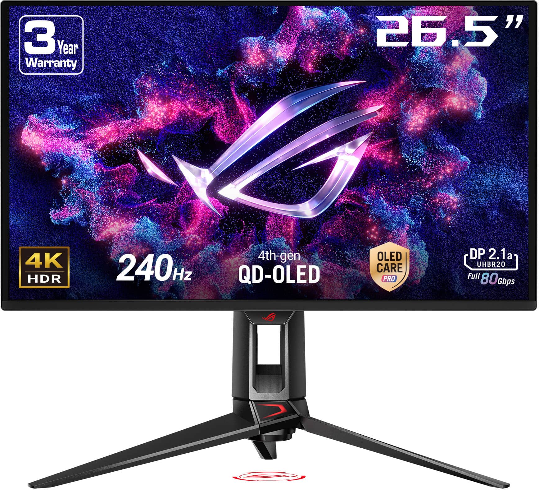 ASUS - ROG Swift 27" 4K OLED 240Hz 0.03ms Gaming Monitor with FreeSync Premium Pro and HDR (DisplayPort, HDMI) - Black produ…