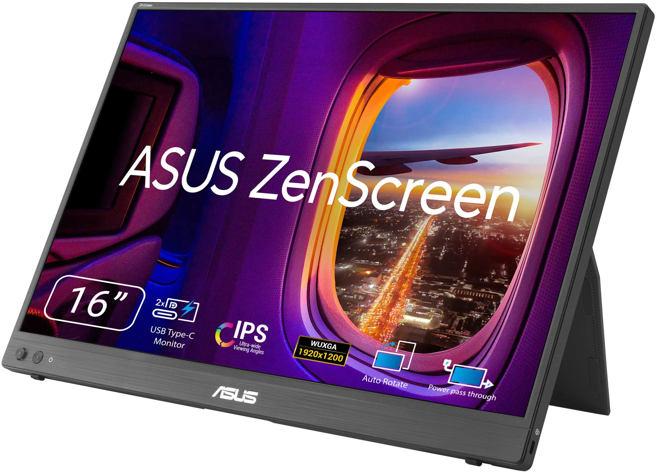 ASUS - ZenScreen 16" FHD+ IPS Portable Monitor with Ergo Kickstand (Mini-HDMI, USB-C) - Black product image
