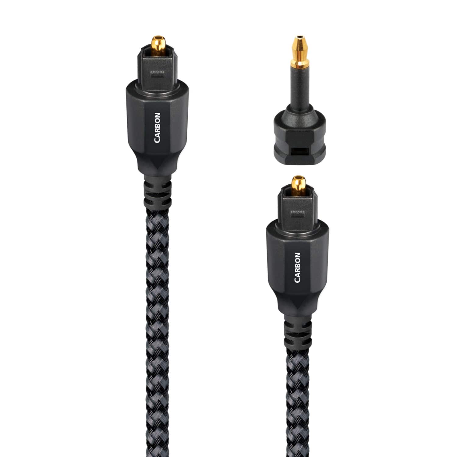 AudioQuest - Carbon Optical 16.4' Digital Toslink Fiber-Optic Cable + Mini-Adaptor with Toslink to Toslink Connectors - Gray…