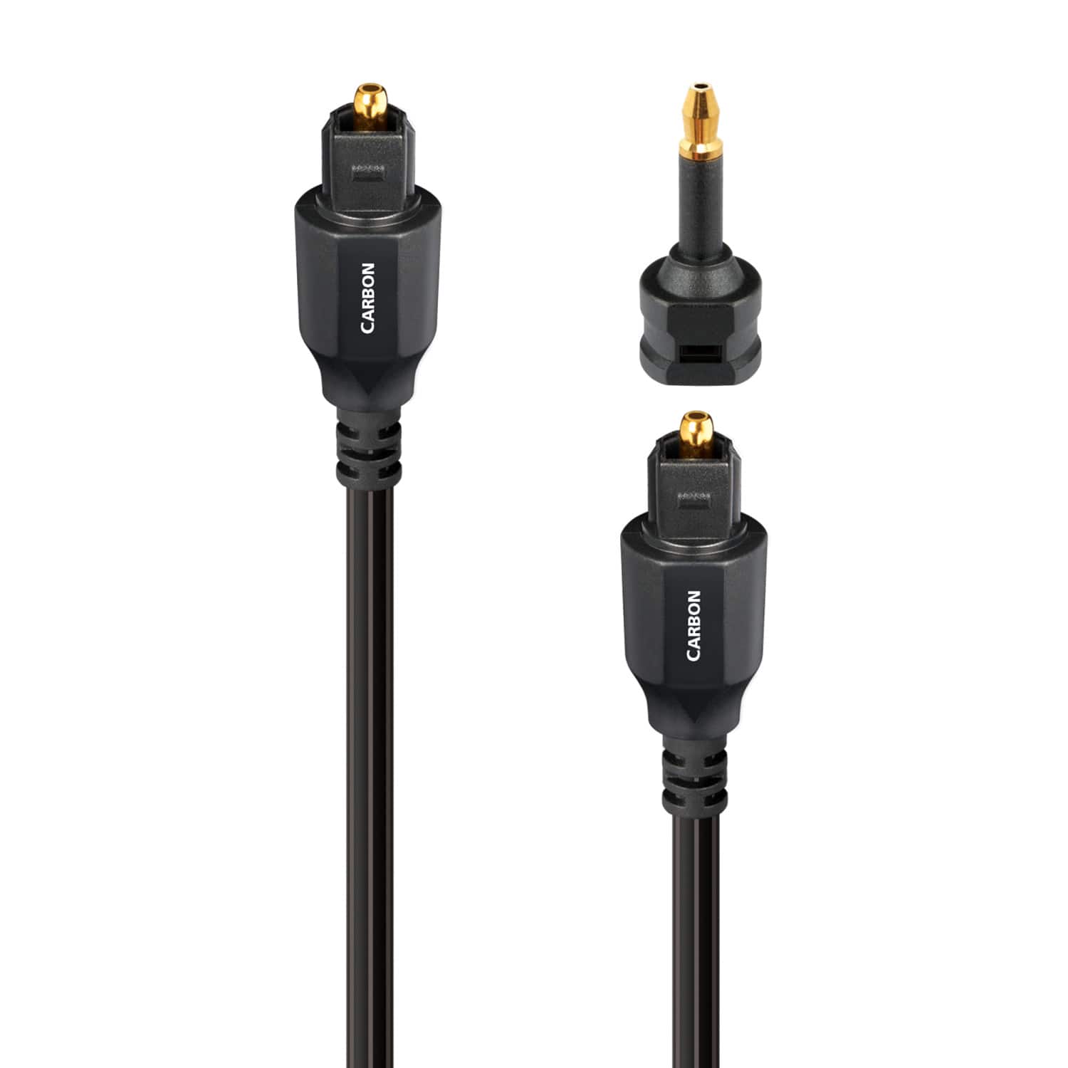 AudioQuest - Carbon Optical 26.2' Digital Toslink Fiber-Optic Cable + Mini-Adaptor with Toslink to Toslink Connectors - Blac…