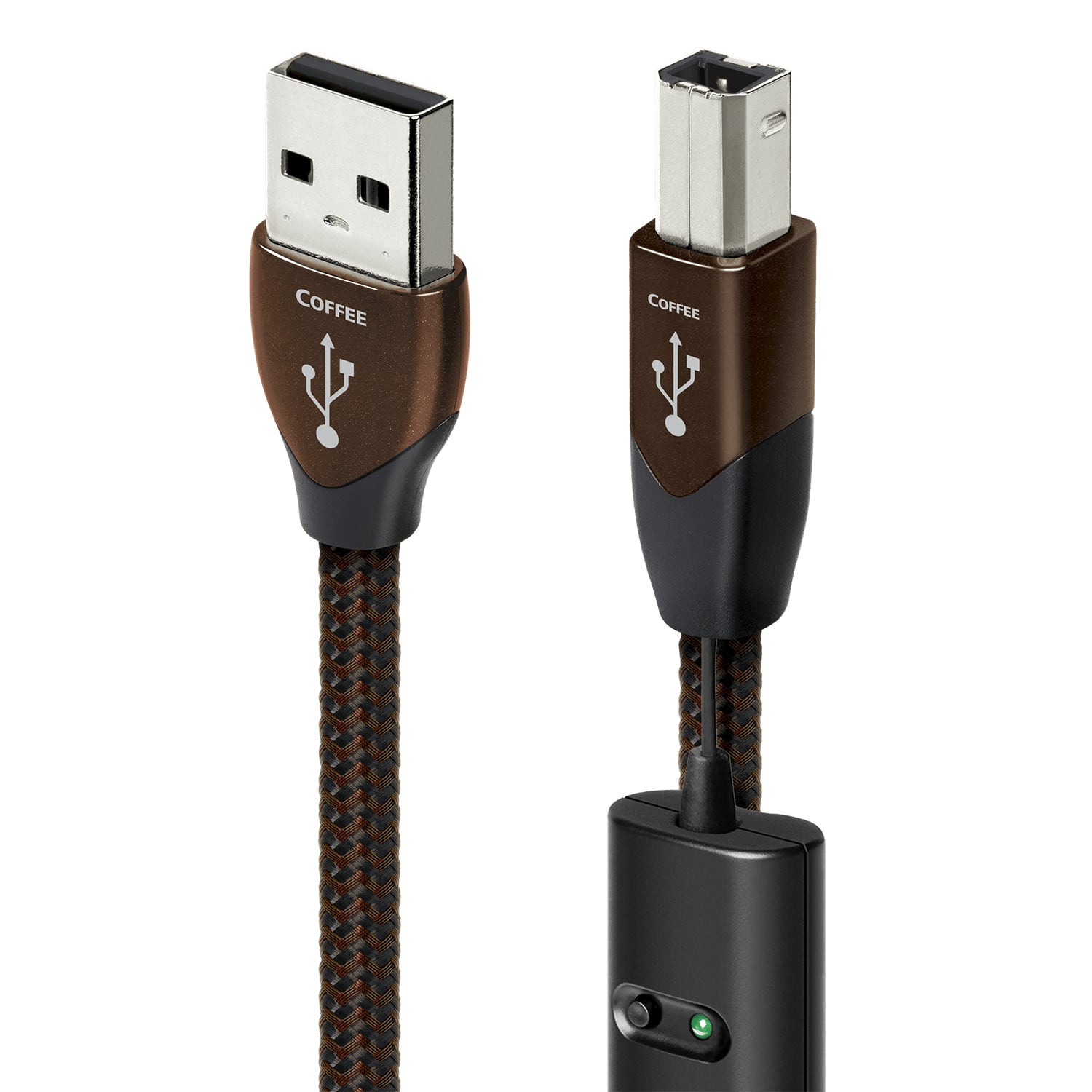 AudioQuest - Coffee USB-A > B 2.5' Digital High-Definition Audio Cable with USB-A to USB-B Connectors - Gray on Black produc…