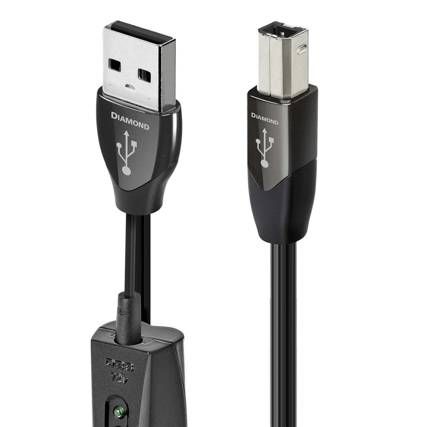 AudioQuest - Diamond USB-A > B 9.8' Digital High-Definition Audio Cable with USB-A to USB-B Connectors - Silver on Black pro…