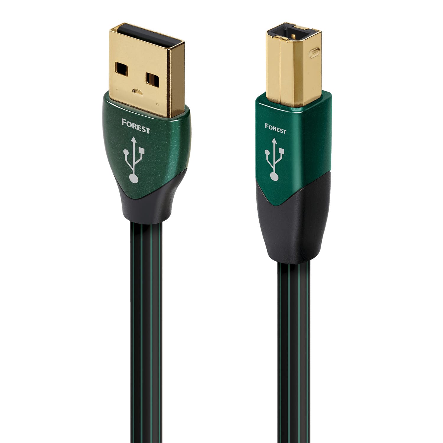 AudioQuest - Forest USB-A > B 4.9' Digital High-Definition Audio Cable with USB-A to USB-B Connectors - Black with Green Str…