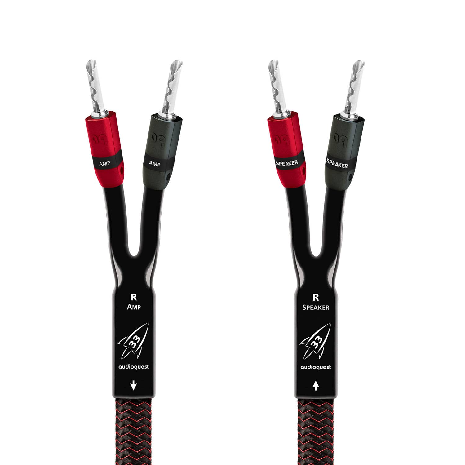 AudioQuest - Rocket 33 15' Speaker Cable with Banana > Banana SureGrip 300 Connectors - Red on Black product image