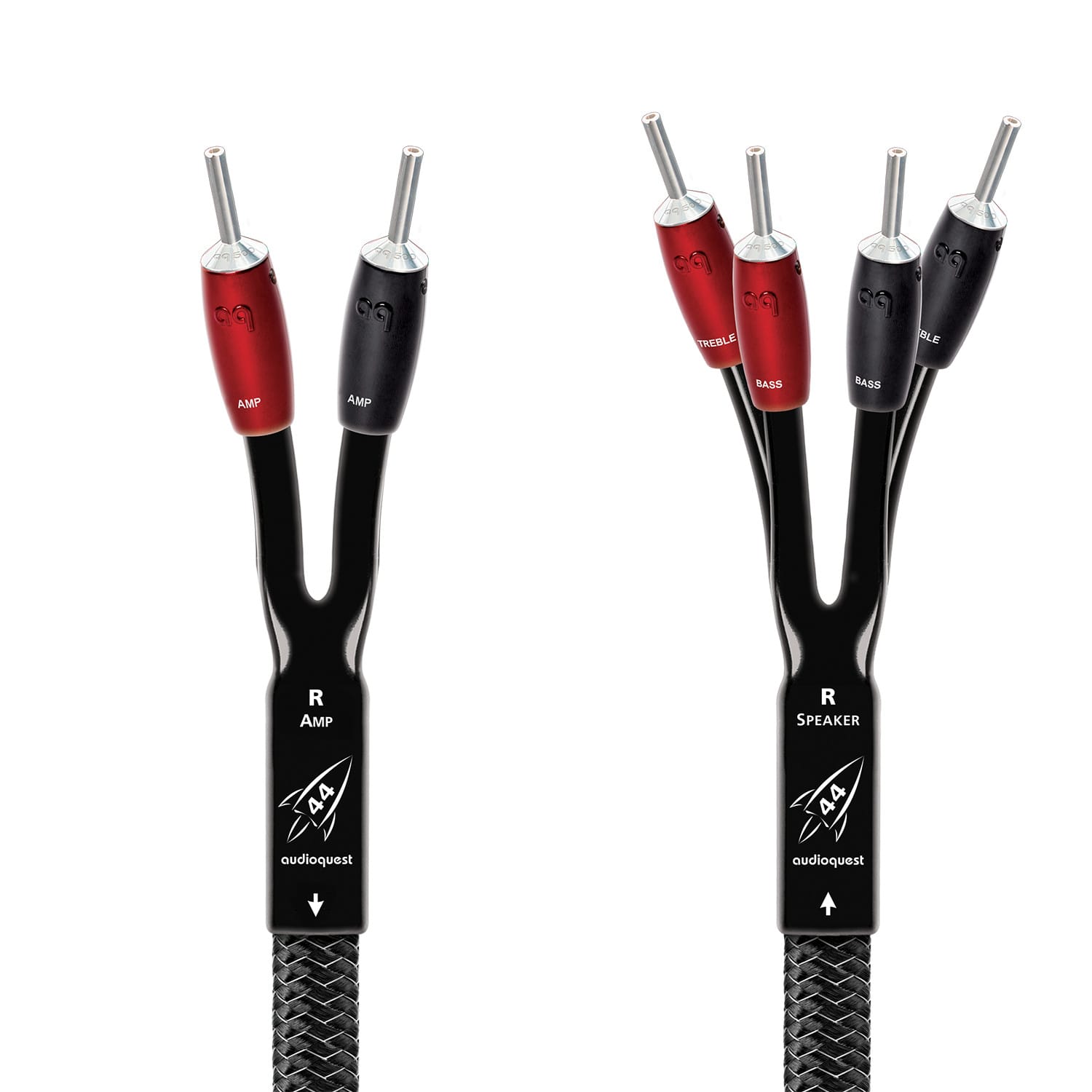 AudioQuest - Rocket 44 12' Speaker Cable with Banana > Banana - Silver on Black product image