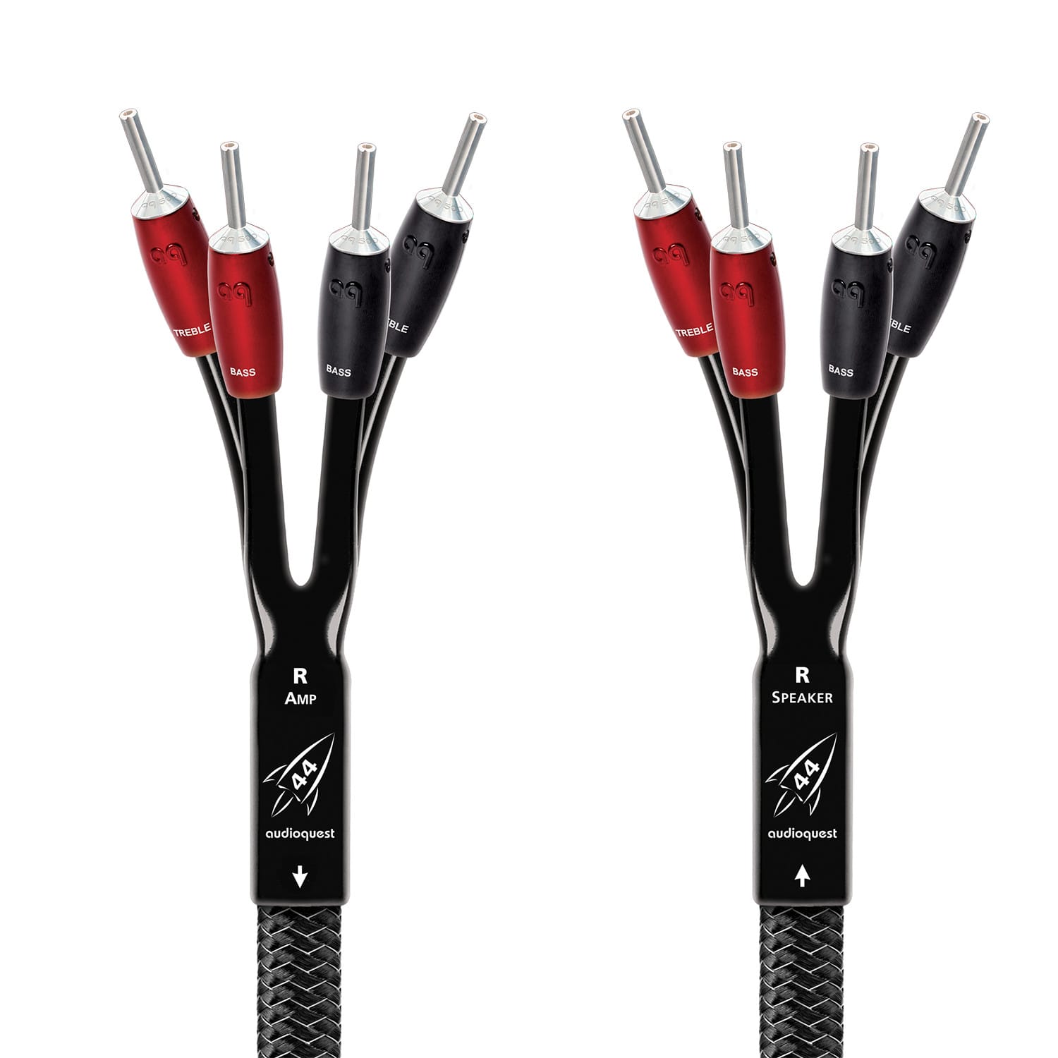 AudioQuest - Rocket 44 8' Single BiAmp Speaker Cable with Banana > Banana - Silver on Black product image