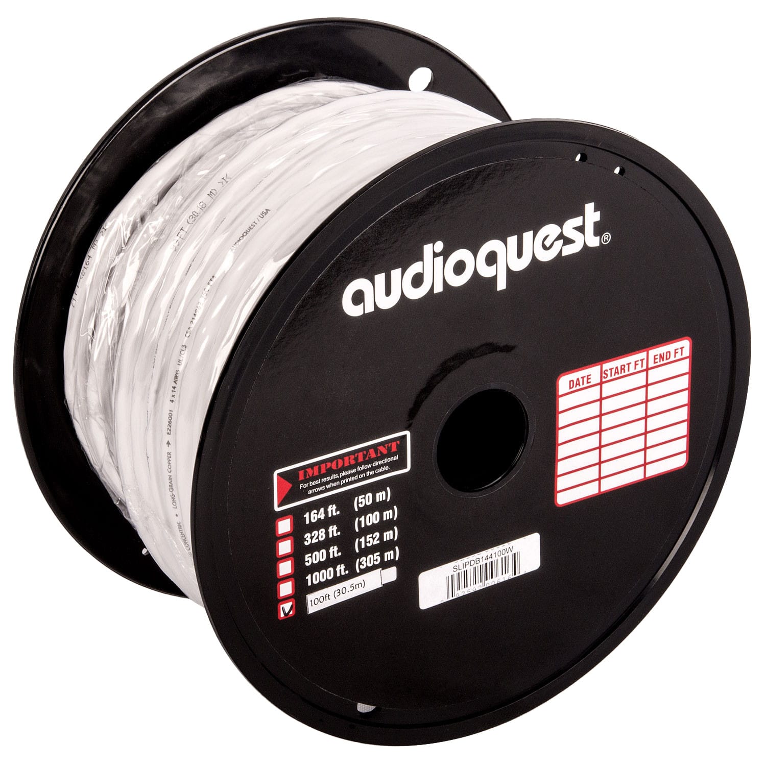 AudioQuest - SLiP/DB-14/2 - 500' CL3/FT4 In-Wall & Direct Burial Rated Bulk Speaker Cable - White/Silver Stripes product ima…
