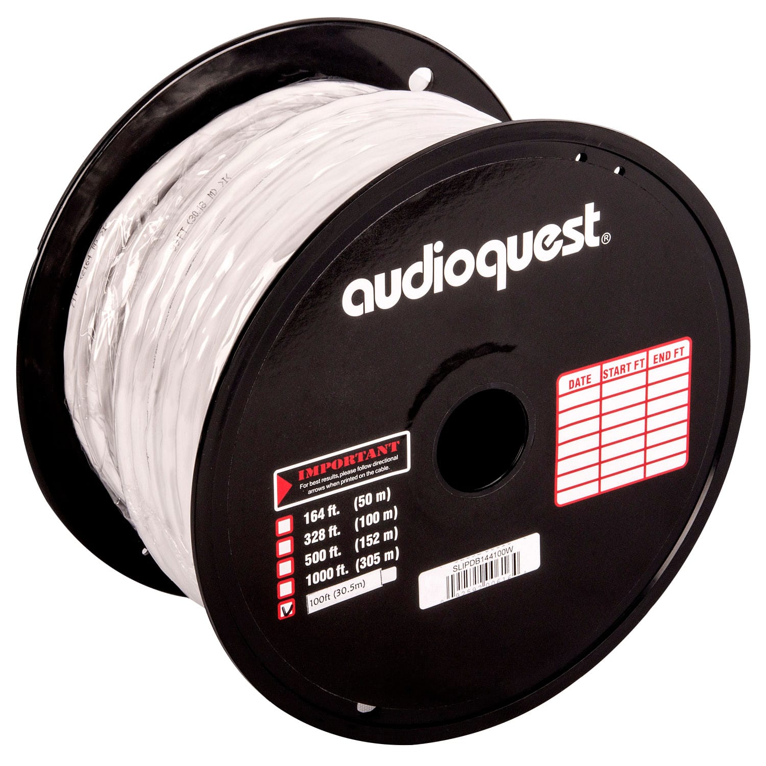 AudioQuest - SLiP/DB-14/4 - 250' CL3/FT4 In-Wall & Direct Burial Rated Bulk Speaker Cable - White/Silver Stripes product ima…