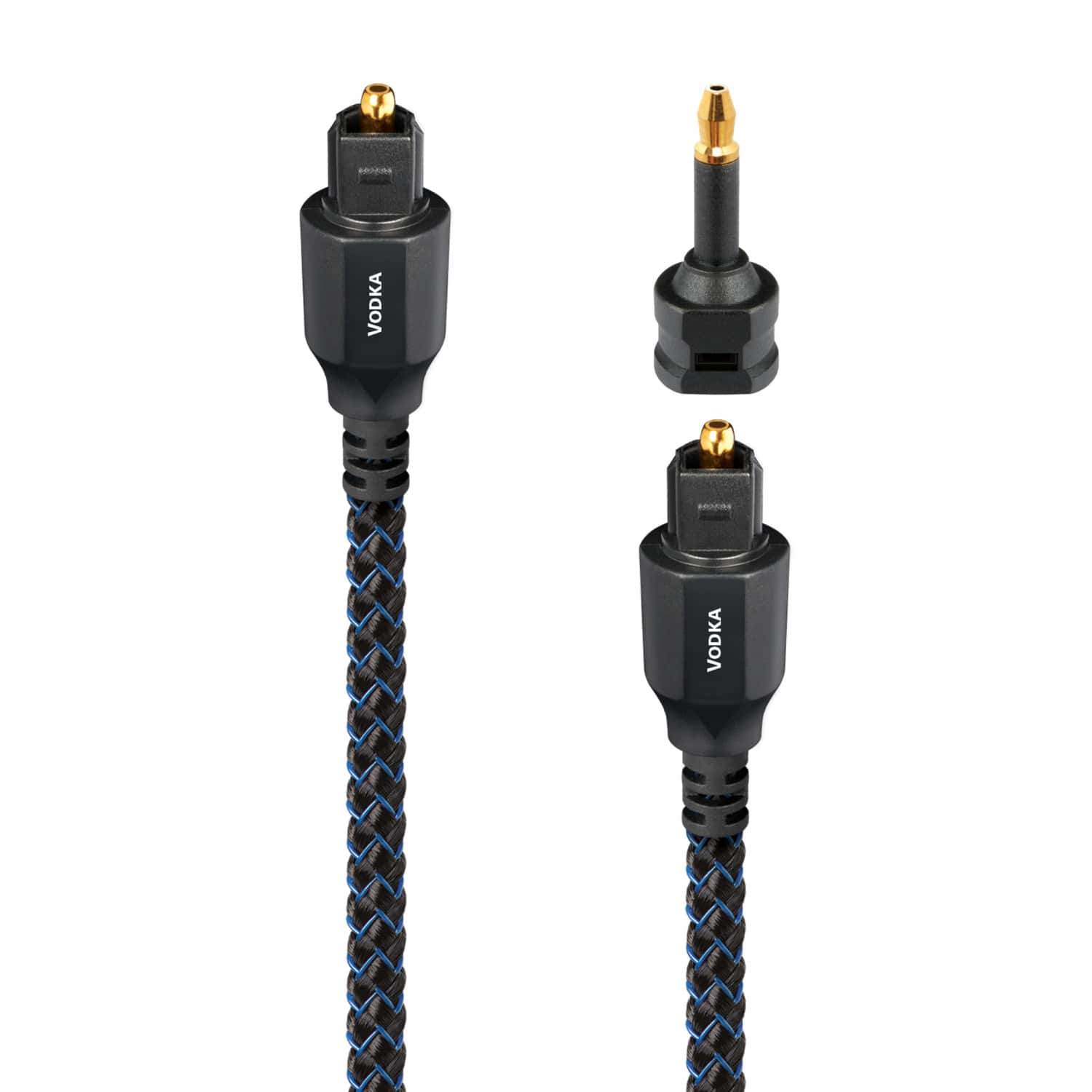 AudioQuest - Vodka Optical 9.8' Digital Toslink Fiber-Optic Cable + Mini-Adaptor with Toslink to Toslink Connectors - Blue o…