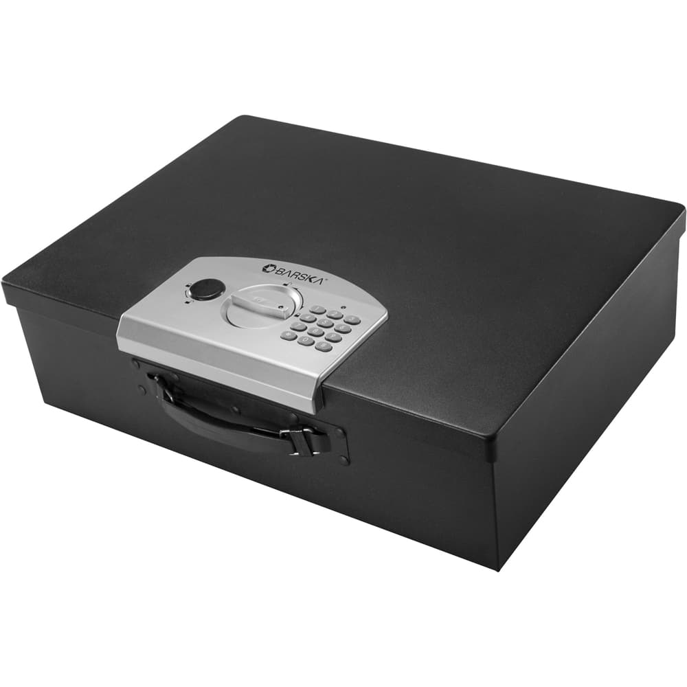 Barska - Portable Digital Keypad Lock Box-Secure Travel Safe for Valuables, Steel Construction, Removable Tethering Cable -…