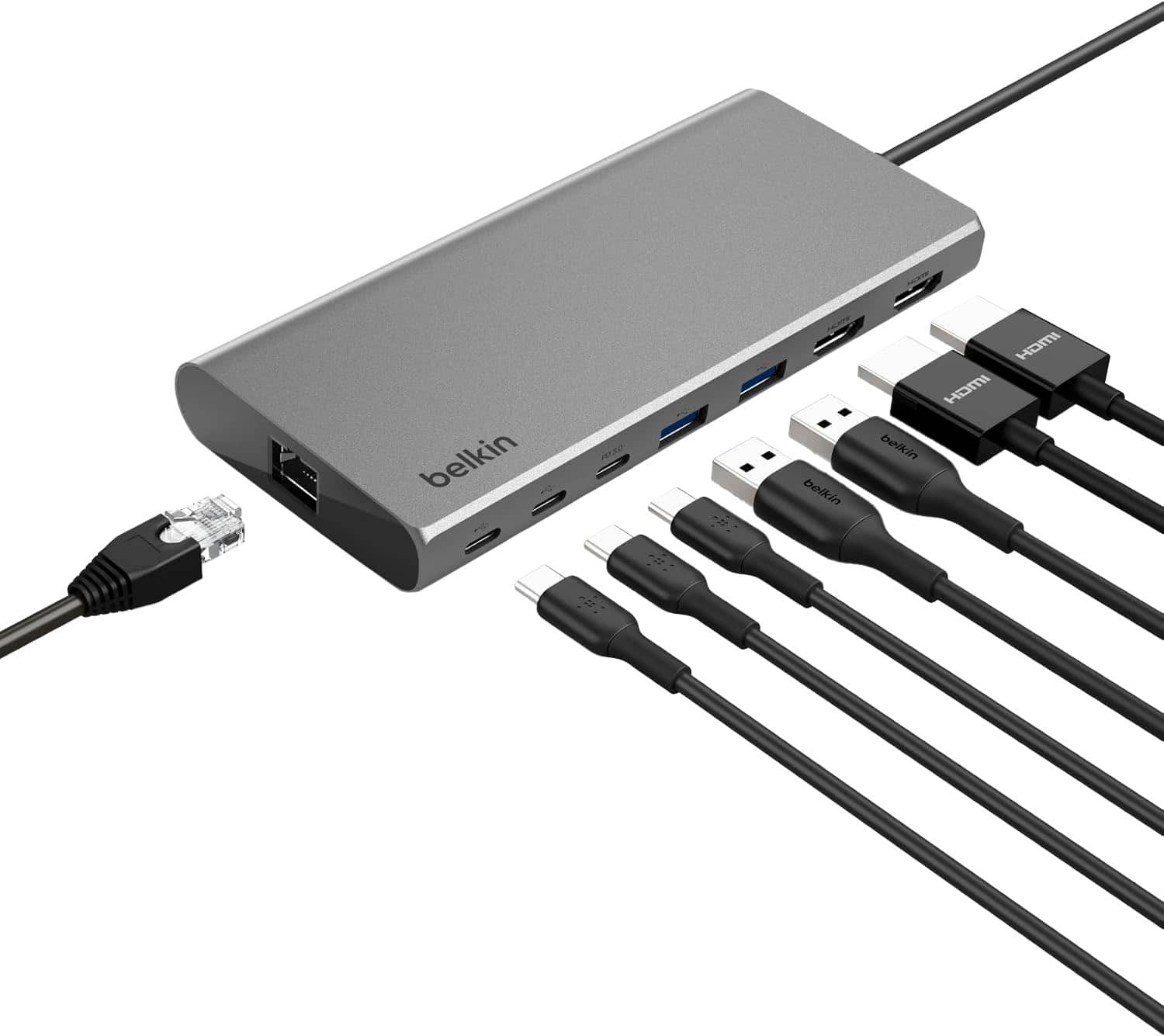 Belkin - Connect Universal USB-C 8-in-1 Dual Display Core Hub Compatible with 100W PD with 10Gbps Transfer Speeds & 1GbE Eth…
