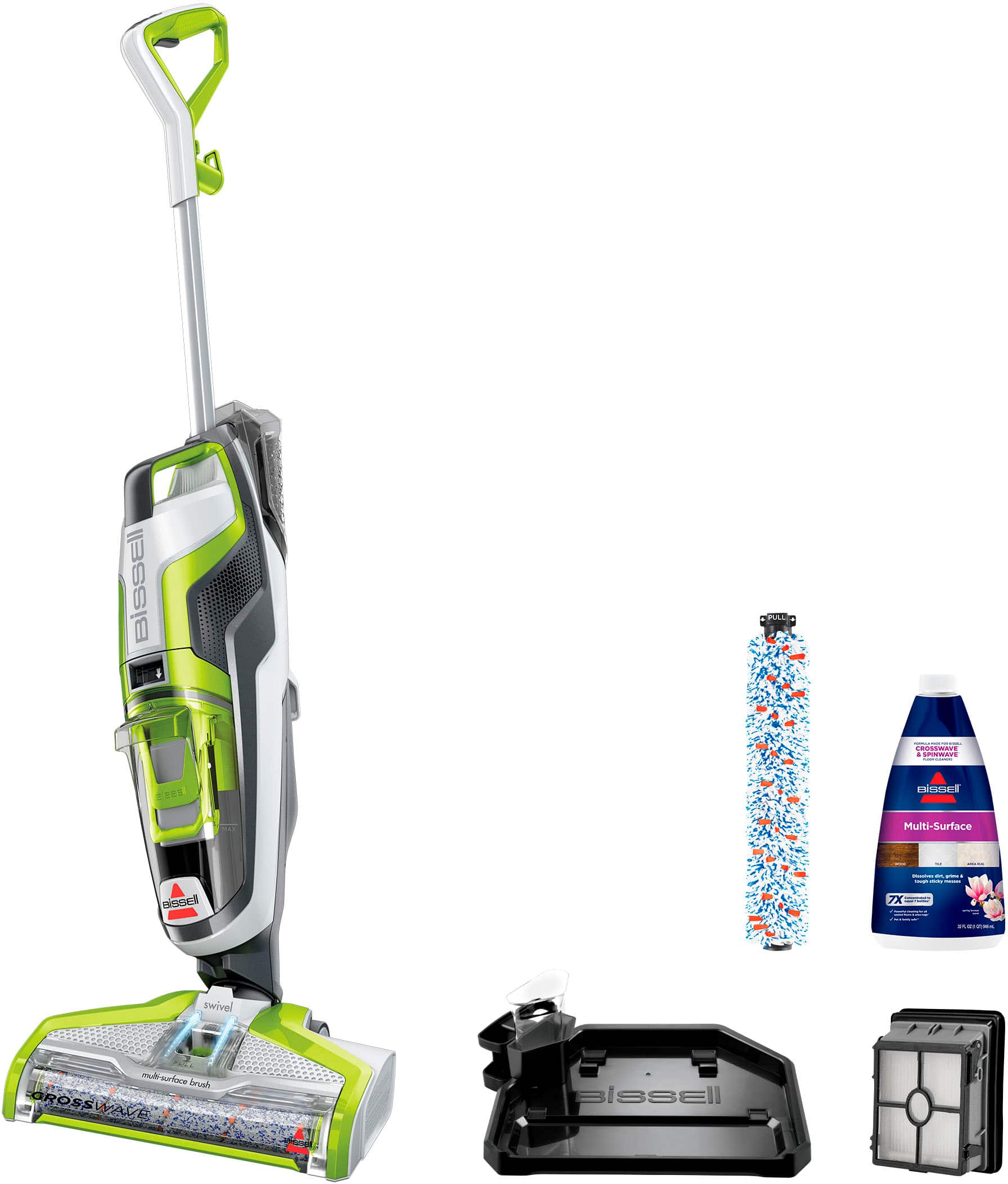 BISSELL - CrossWave Multi-Surface Wet Dry Upright Vacuum - Molded White, Titanium and Cha Cha Lime Green product image