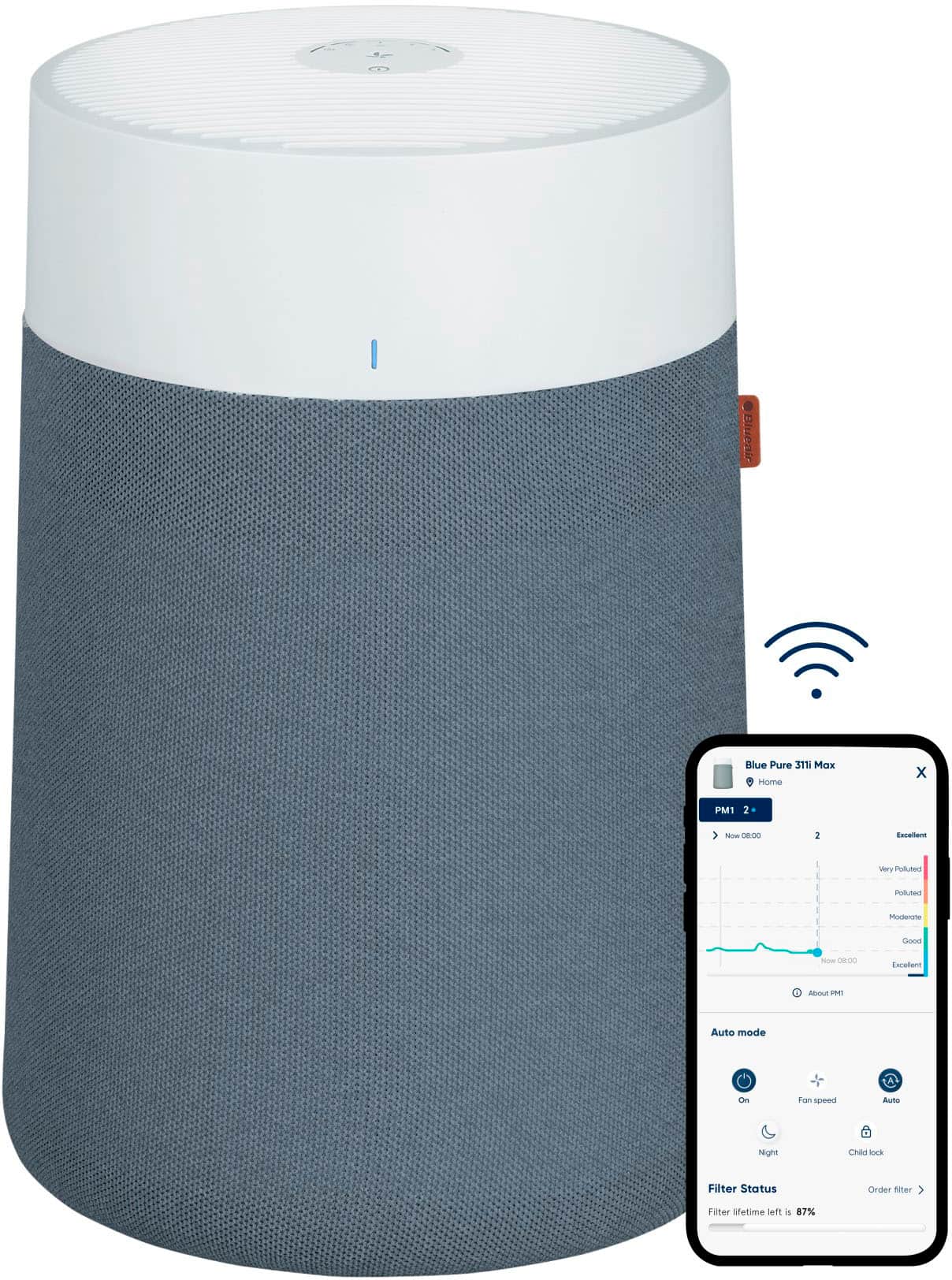 Blueair - Blue Pure 311i Max 1,800 Sq. Ft Smart HEPASilent Air Purifier - White/Seabed product image
