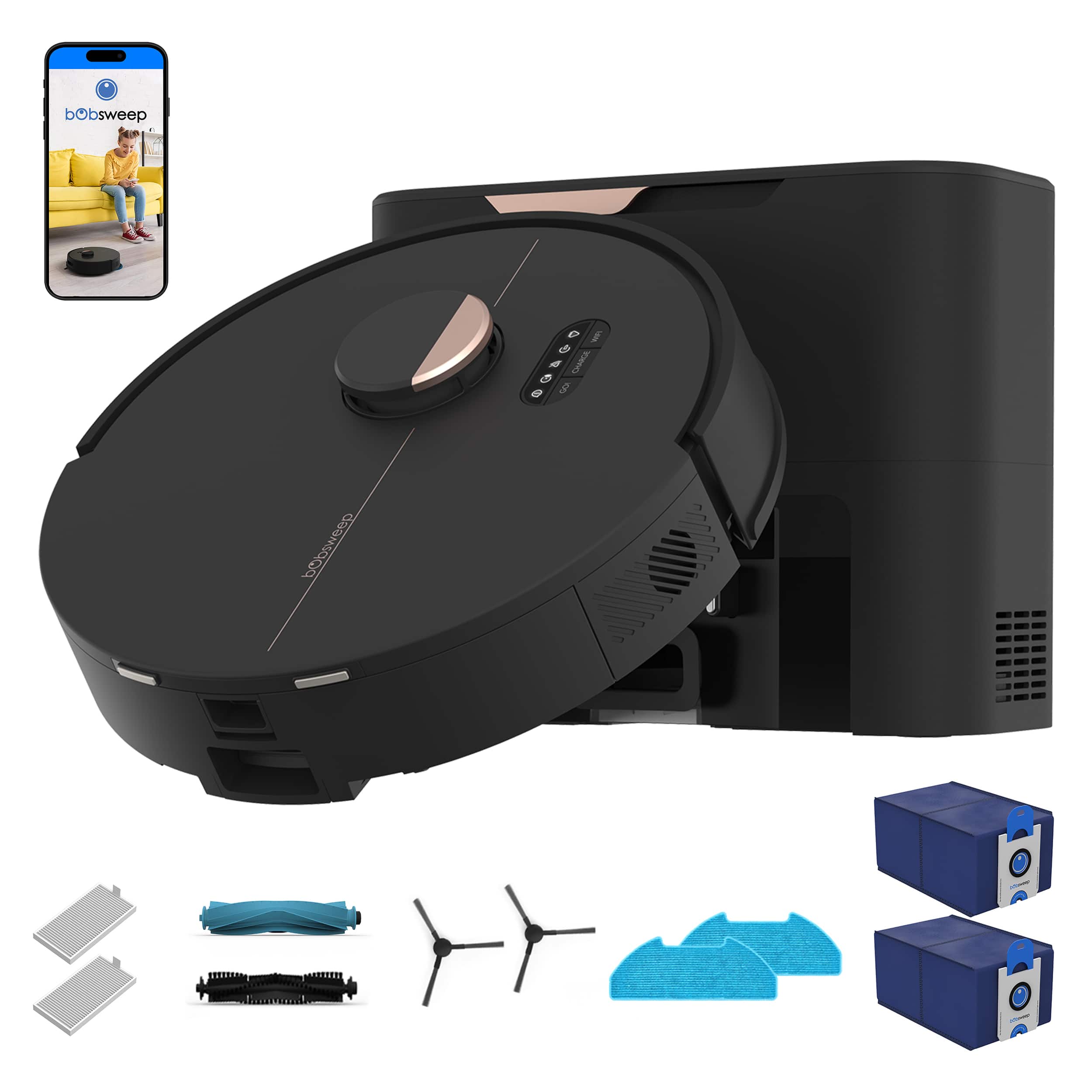 bObsweep - Dustin Robot Vacuum & Mop, Auto-Empty Odor Control Dock with 1 Gal Capacity, Privacy Focused U.S. Software - Orig…