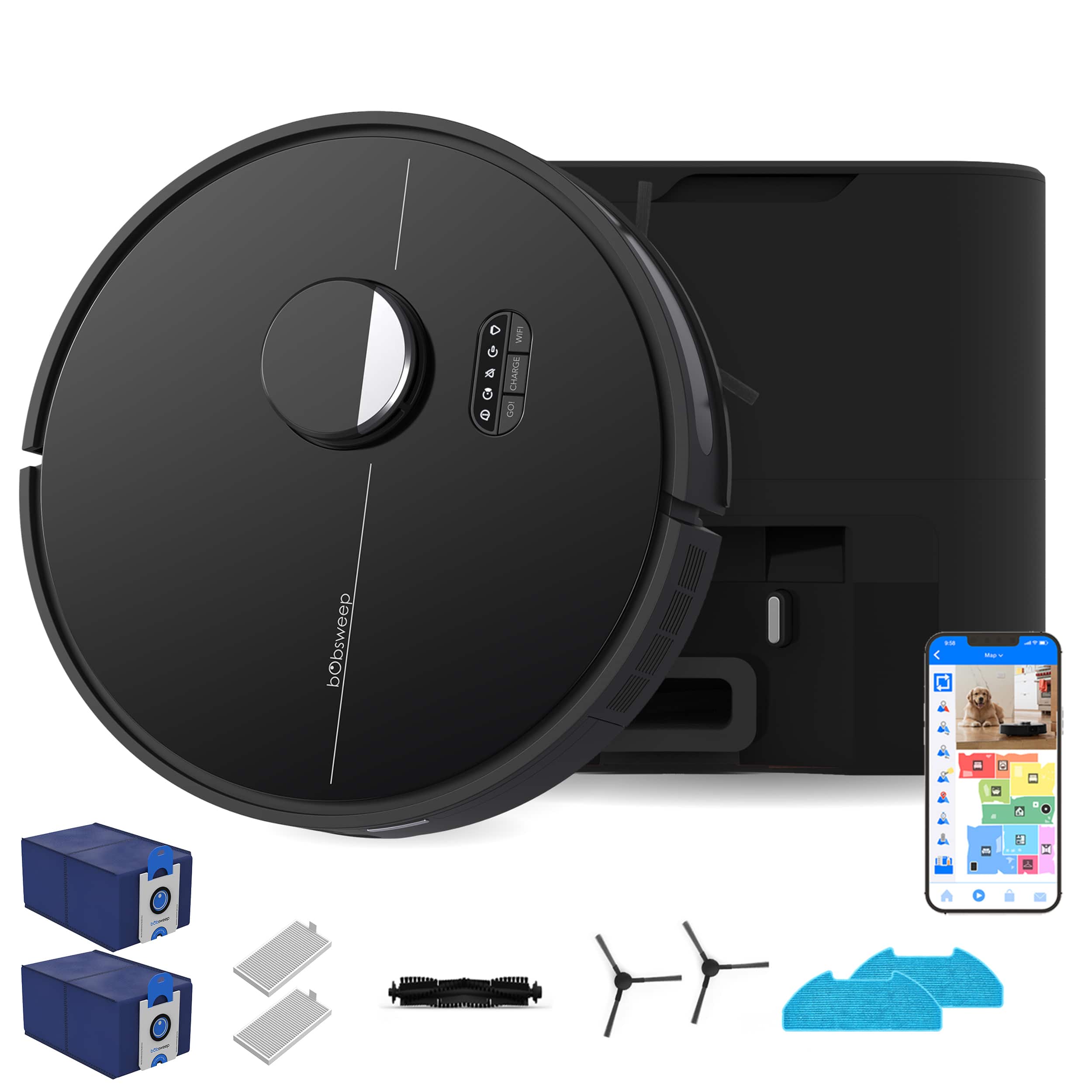 bObsweep - Dustin Self-Empty Robot Vacuum & Mop with 100-Day Odor Control Dock, 5000 Pa Suction, Patented QSLAM Navigation -…