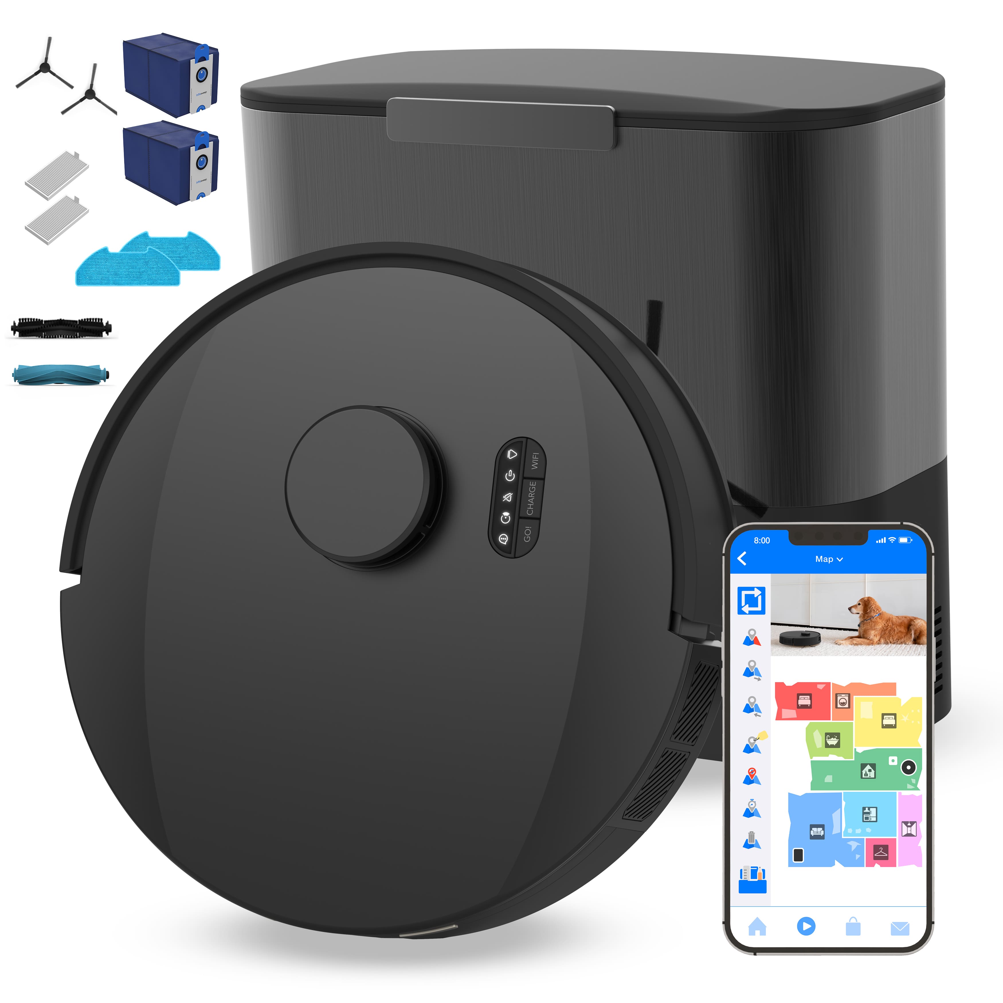 bObsweep - UltraVision Pet Self-Empty Robot Vacuum & Mop, 180-Day Capacity, 13,000 Pa, Object-aware Privacy First U.S. Engin…