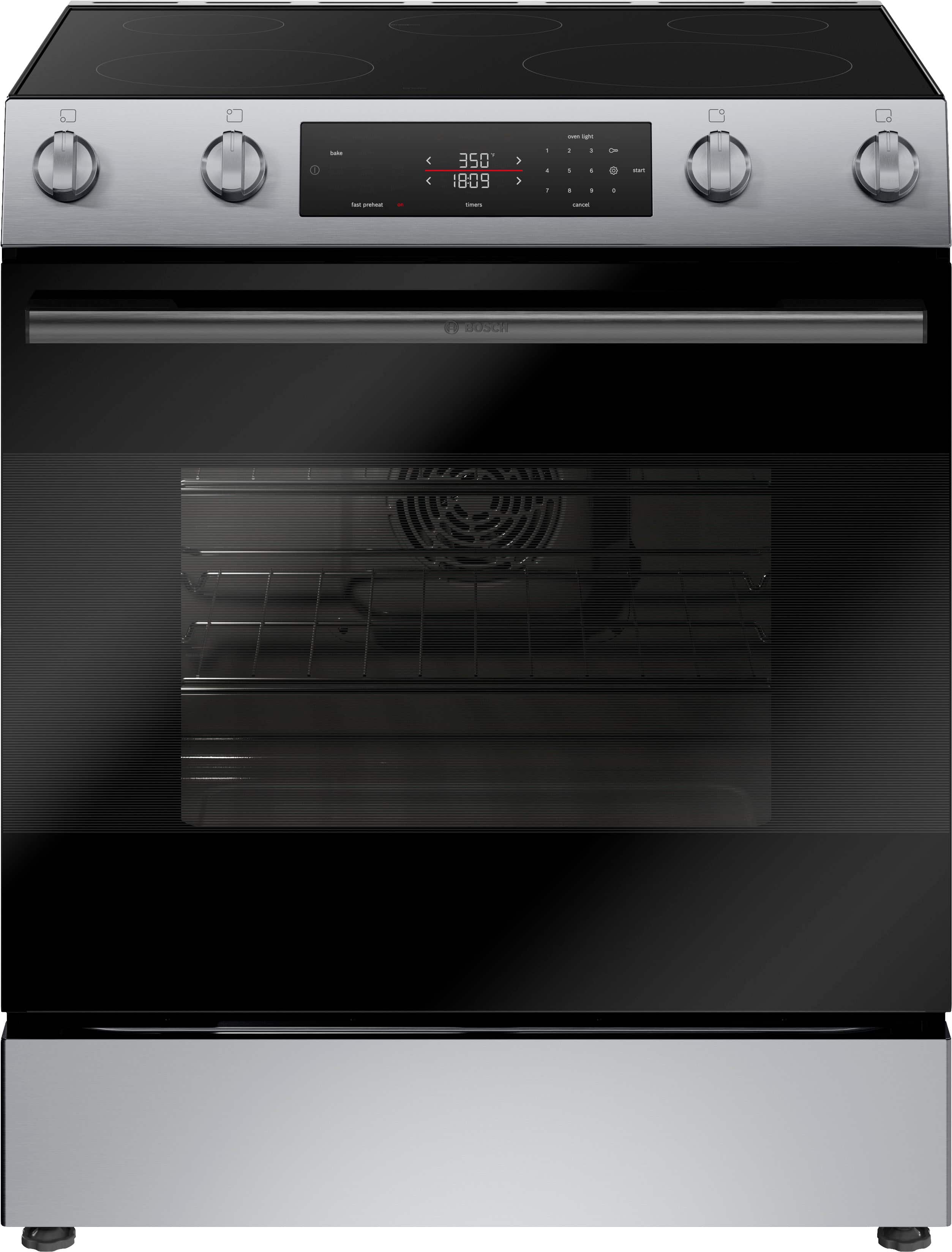 Bosch - 100 Series 5.8 Cu. Ft. Slide-In Electric Convection Range with Steam-Assist - Stainless Steel product image