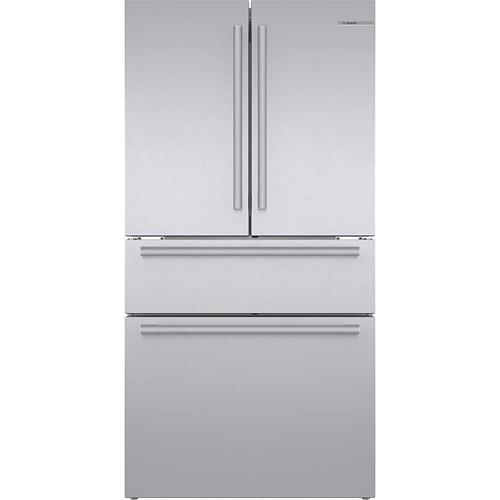 Bosch - 800 Series 21 Cu. Ft. 4-Door French Door Counter-Depth Smart Refrigerator with VitaFresh - Stainless Steel product i…